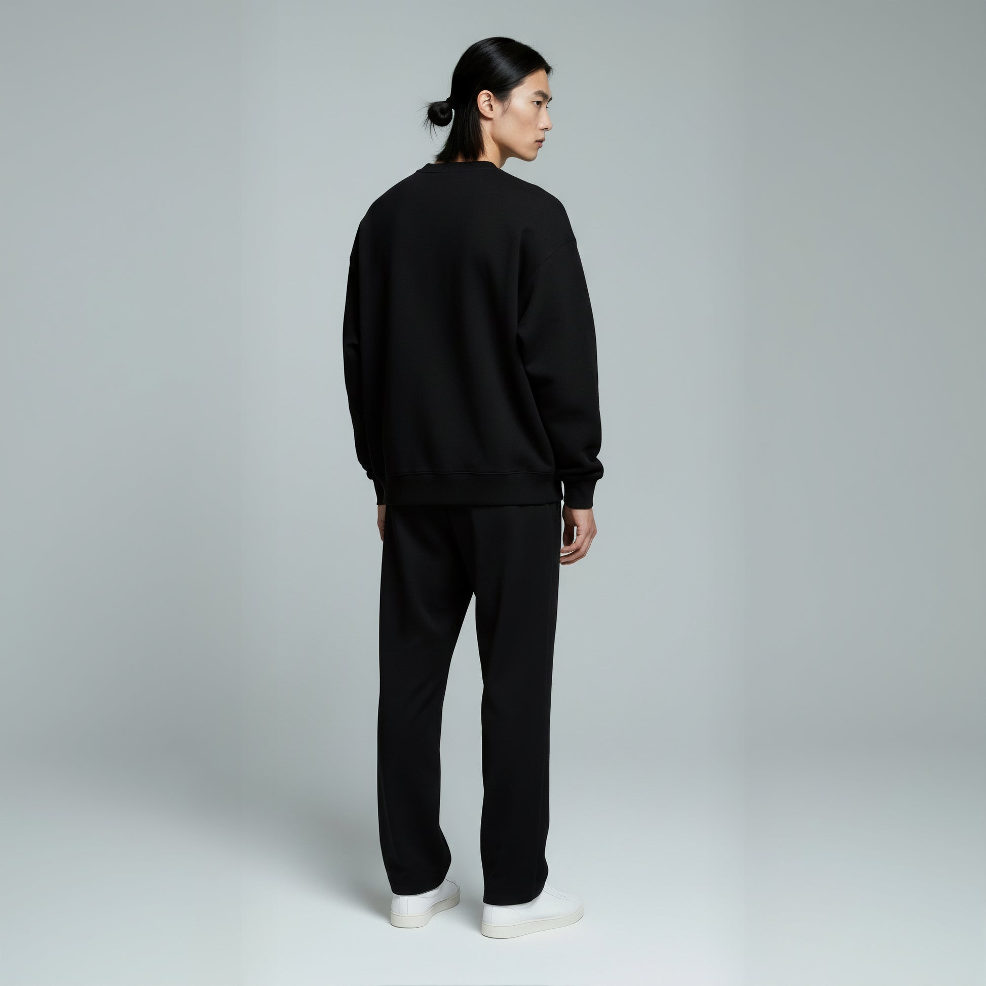 Drop Shoulder Crewneck- Black-3