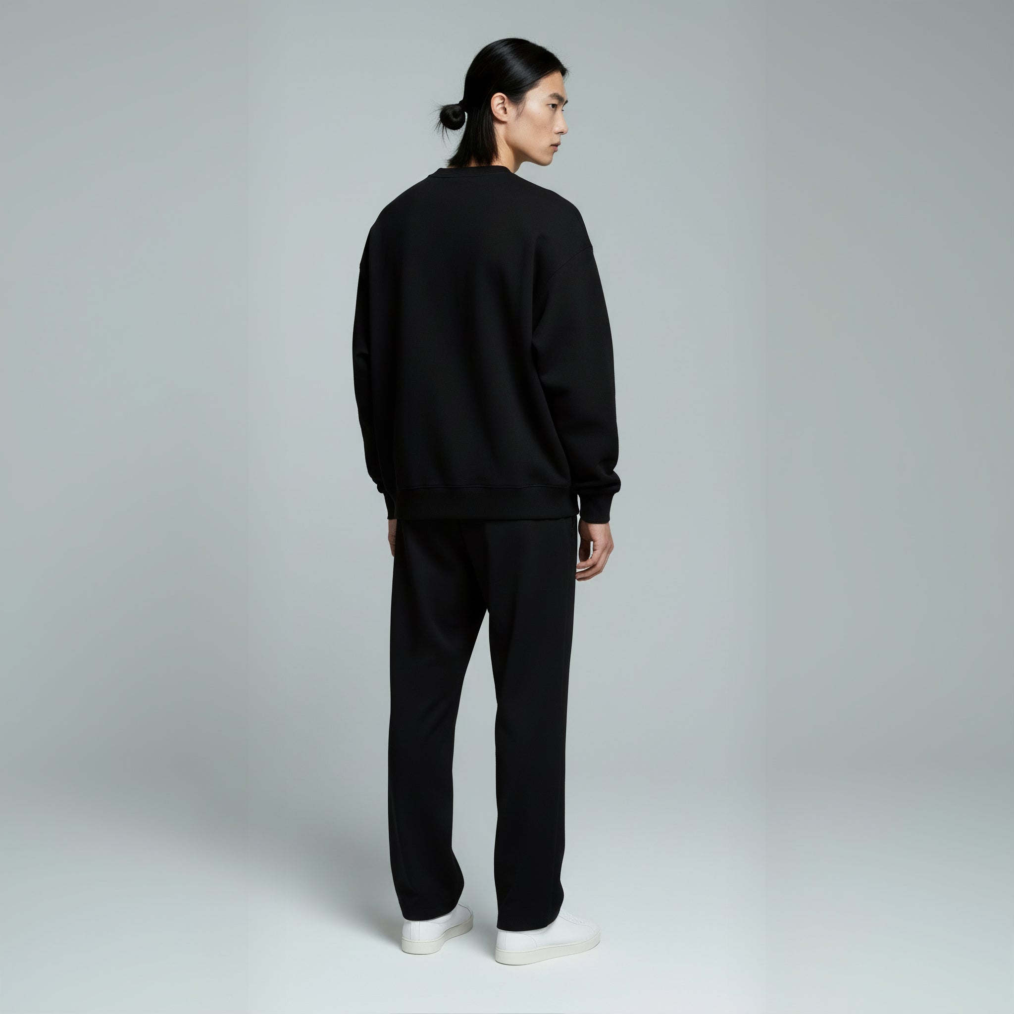 Drop Shoulder Crewneck- Black-zoom-3