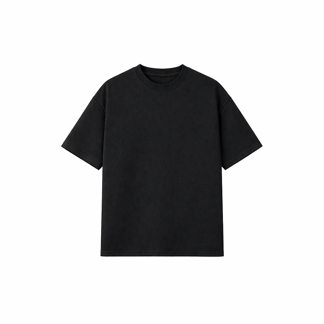 Drop Shoulder Tee shirt- Black-zoom-1