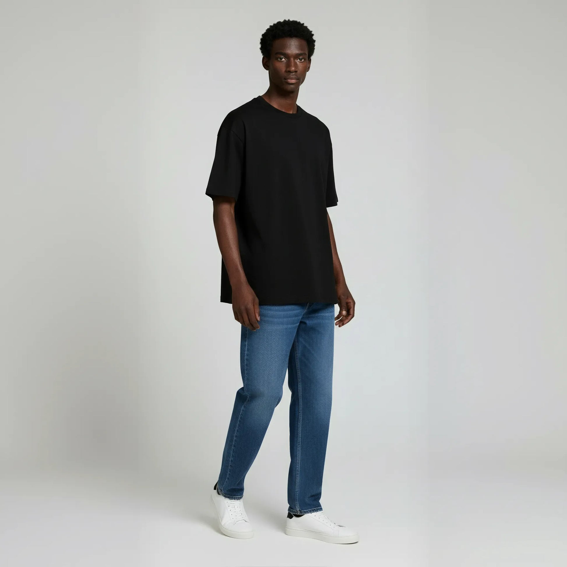 Drop Shoulder Tee shirt- Black-4