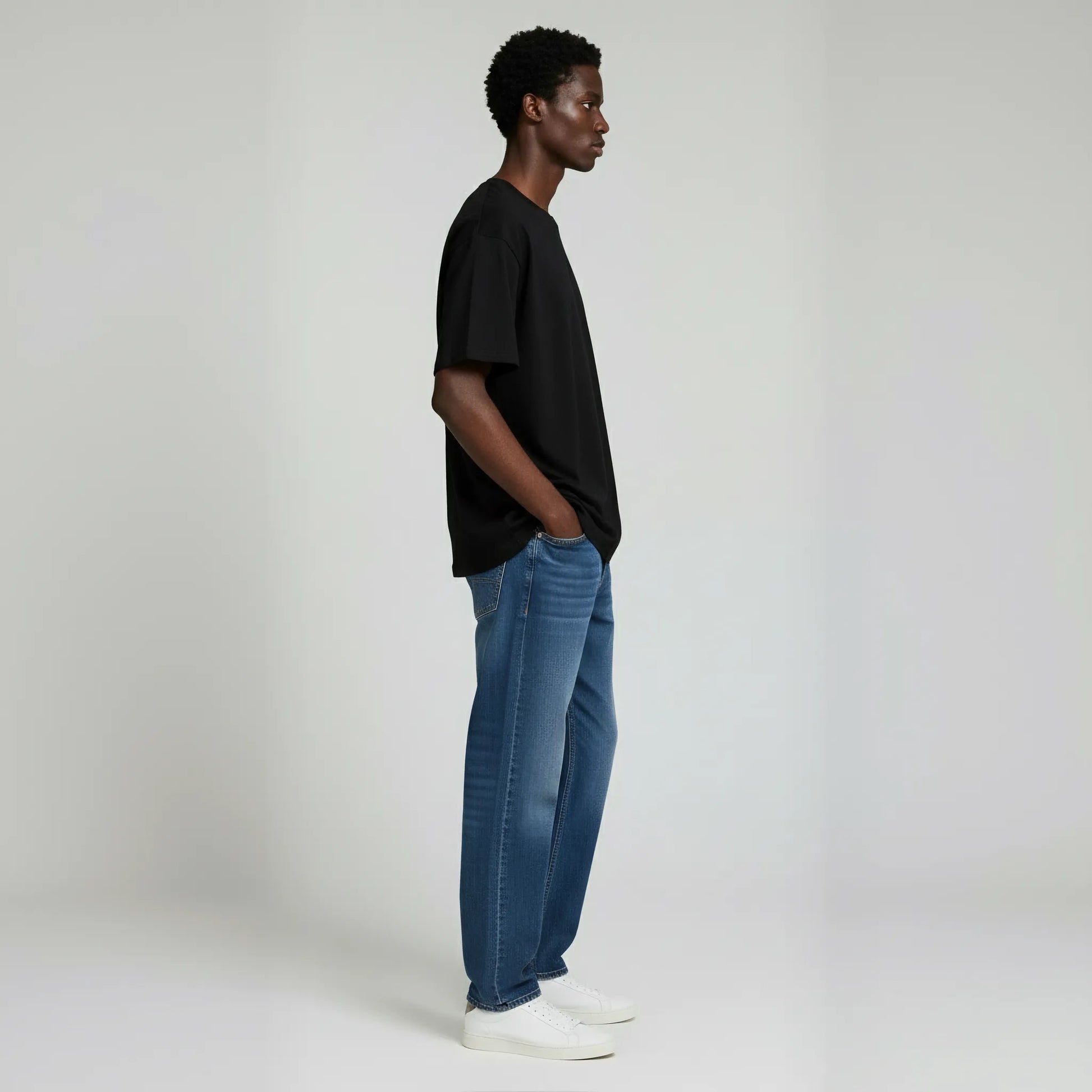 Drop Shoulder Tee shirt- Black-6