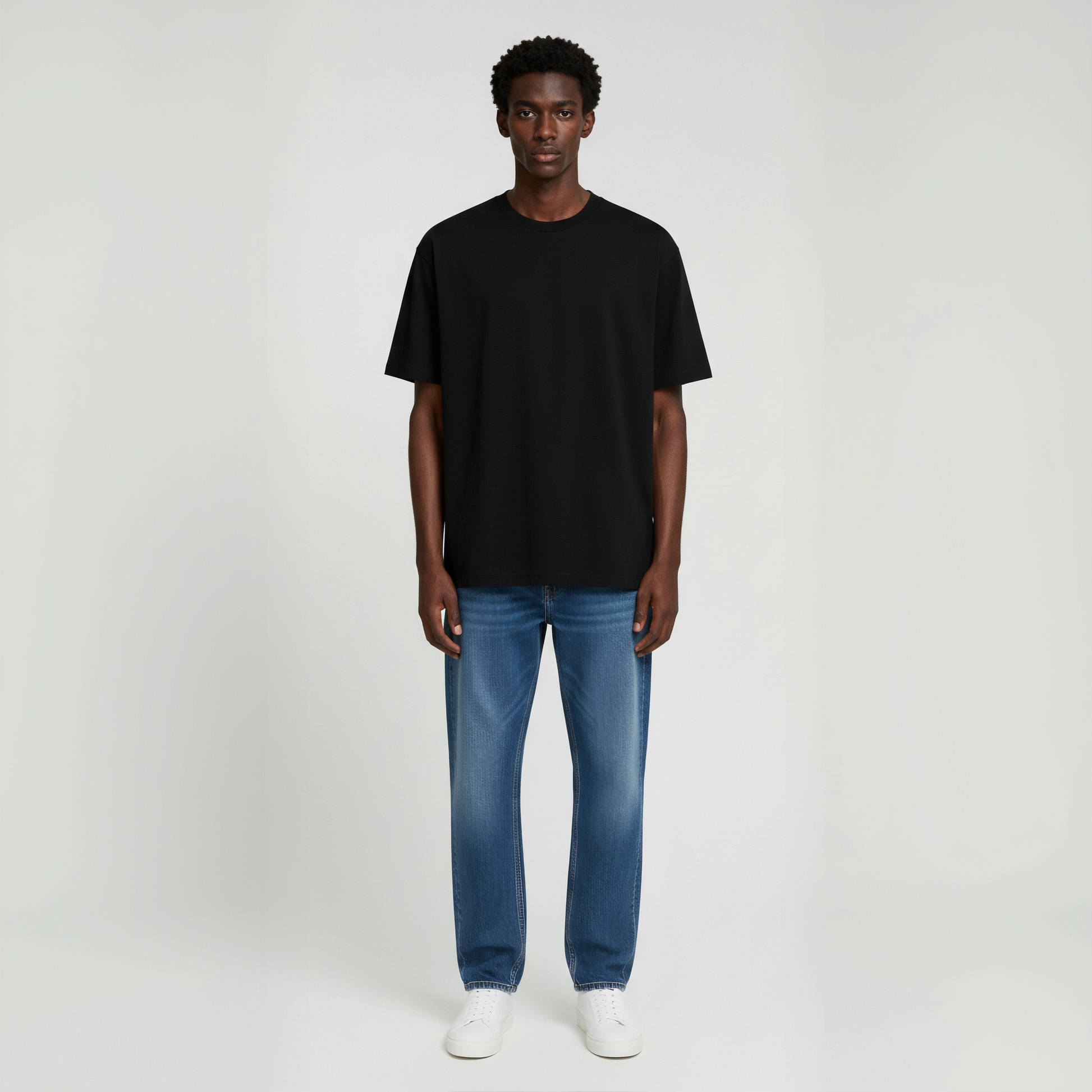 Drop Shoulder Tee shirt- Black-2