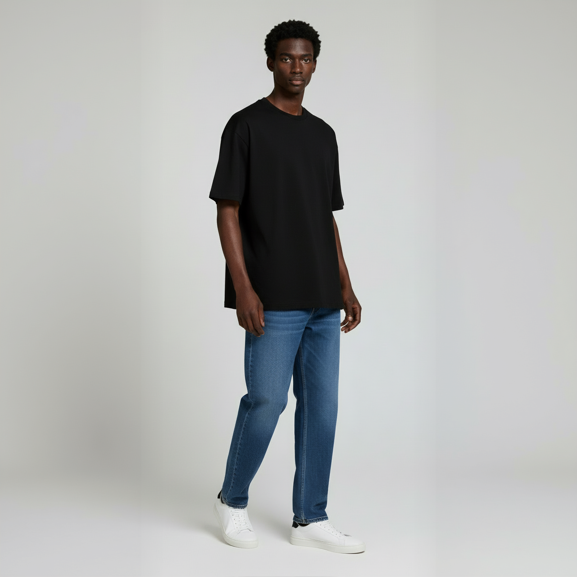 Drop Shoulder Tee shirt- Black-7