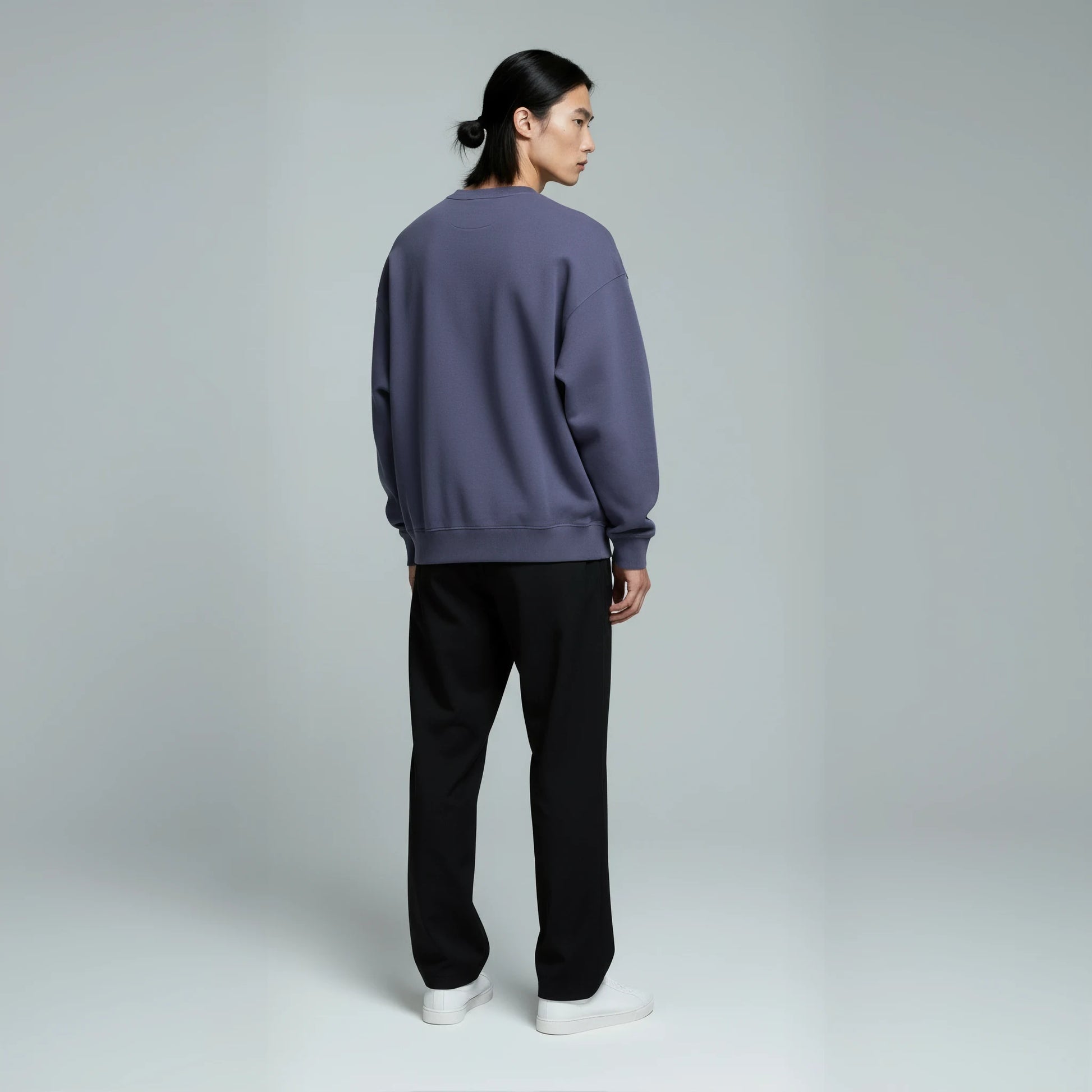 Drop Shoulder Crewneck- Blueberry-3