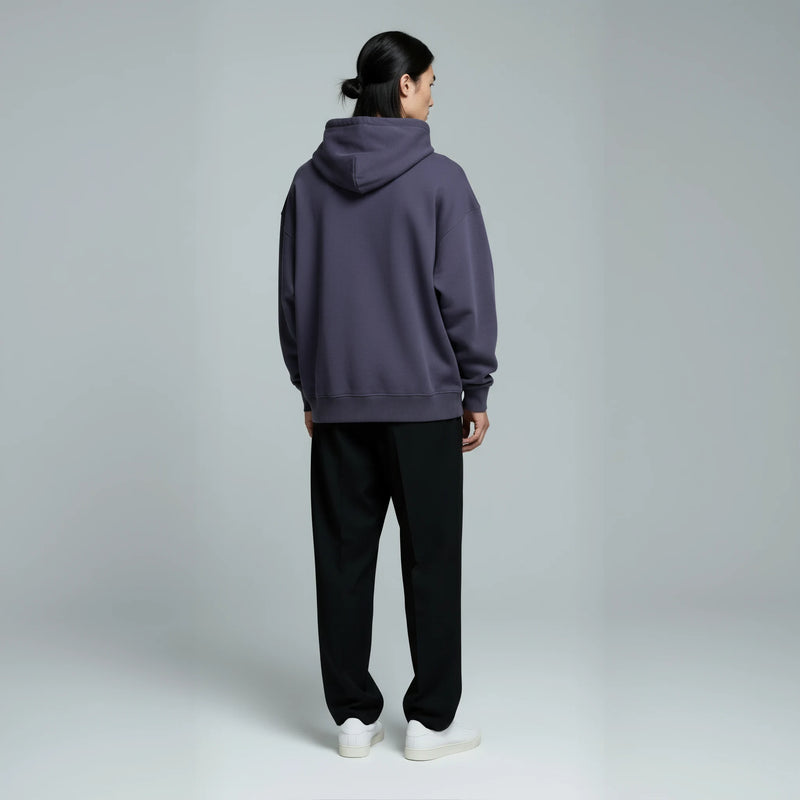 Drop Shoulder Hoodie- Blueberry-zoom-