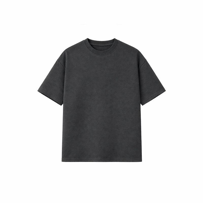 Drop Shoulder Tee shirt- Heather Grey-zoom-