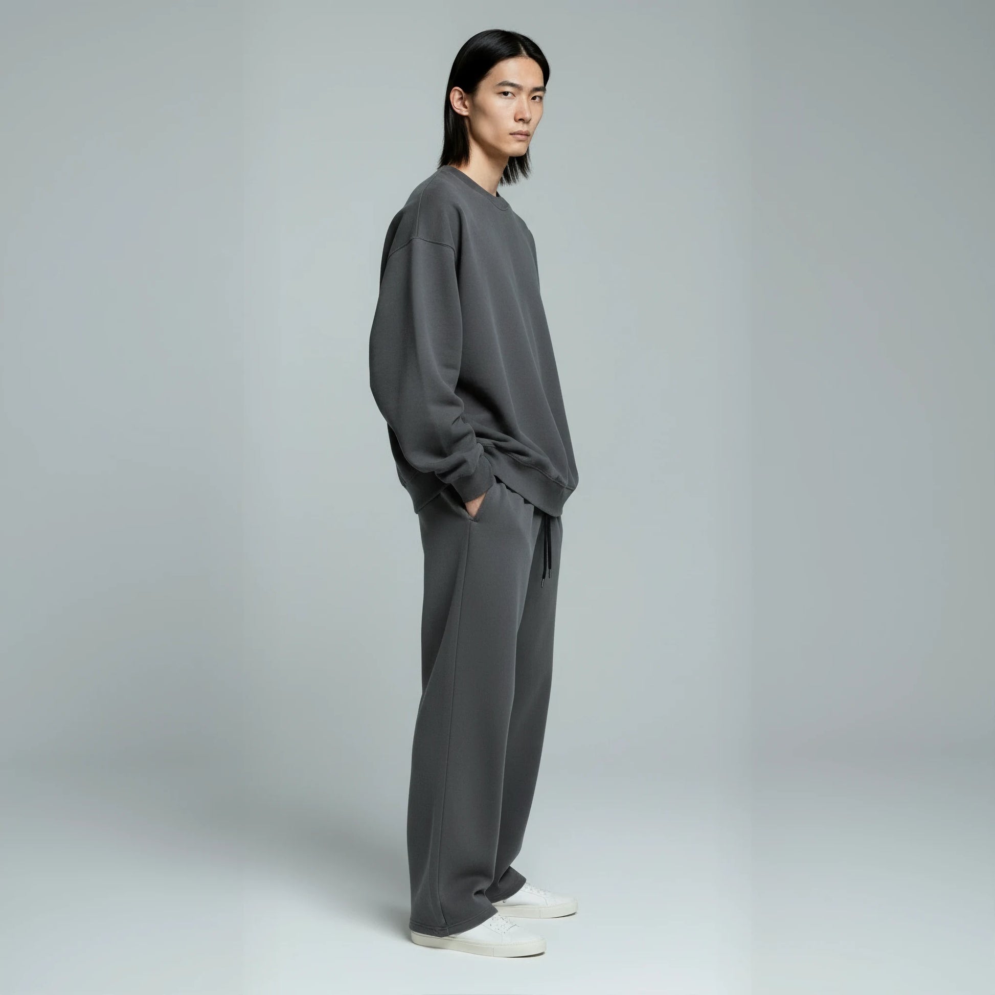 Pack of Drop Shoulder Crewneck- Charcoal-6