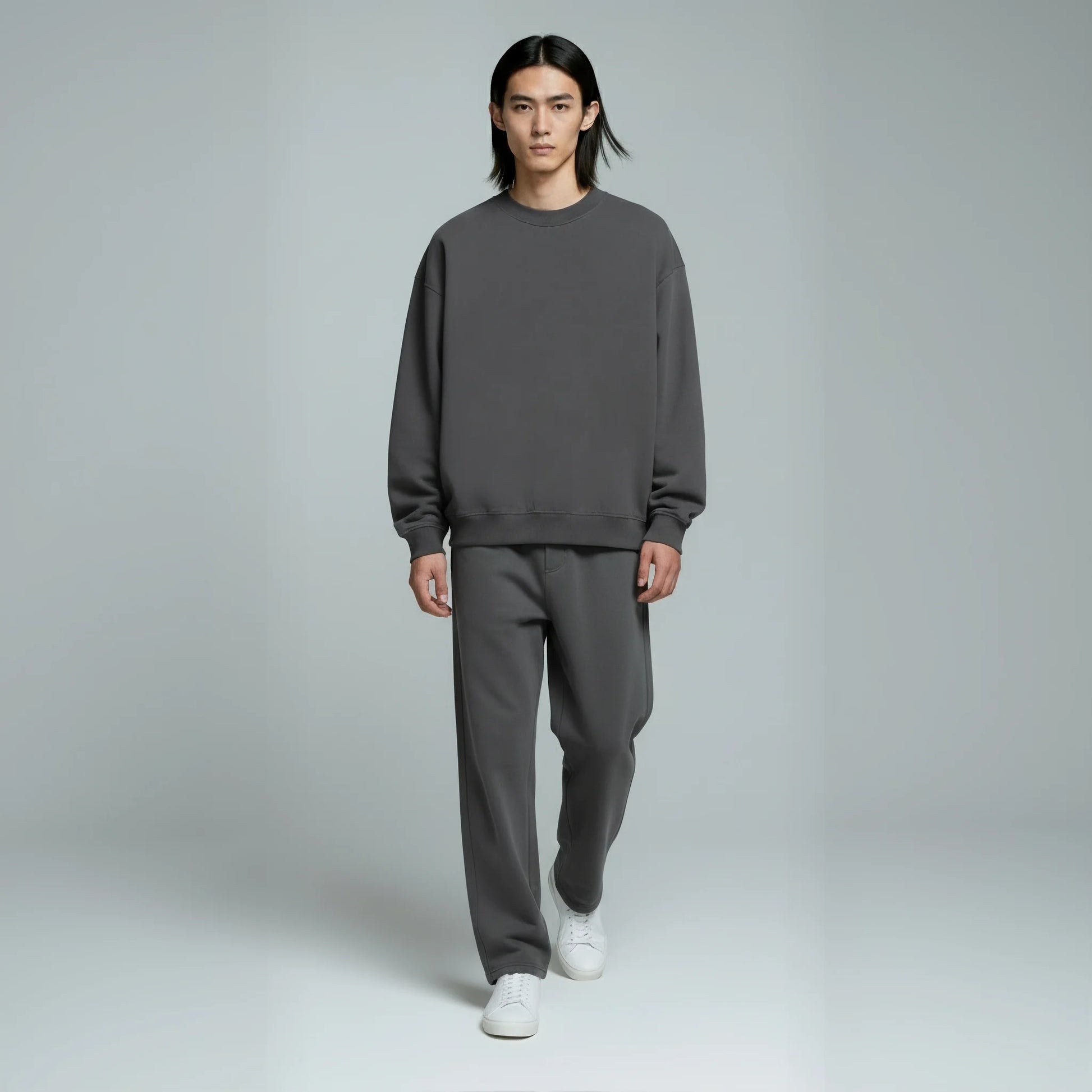 Pack of Drop Shoulder Crewneck- Charcoal-4
