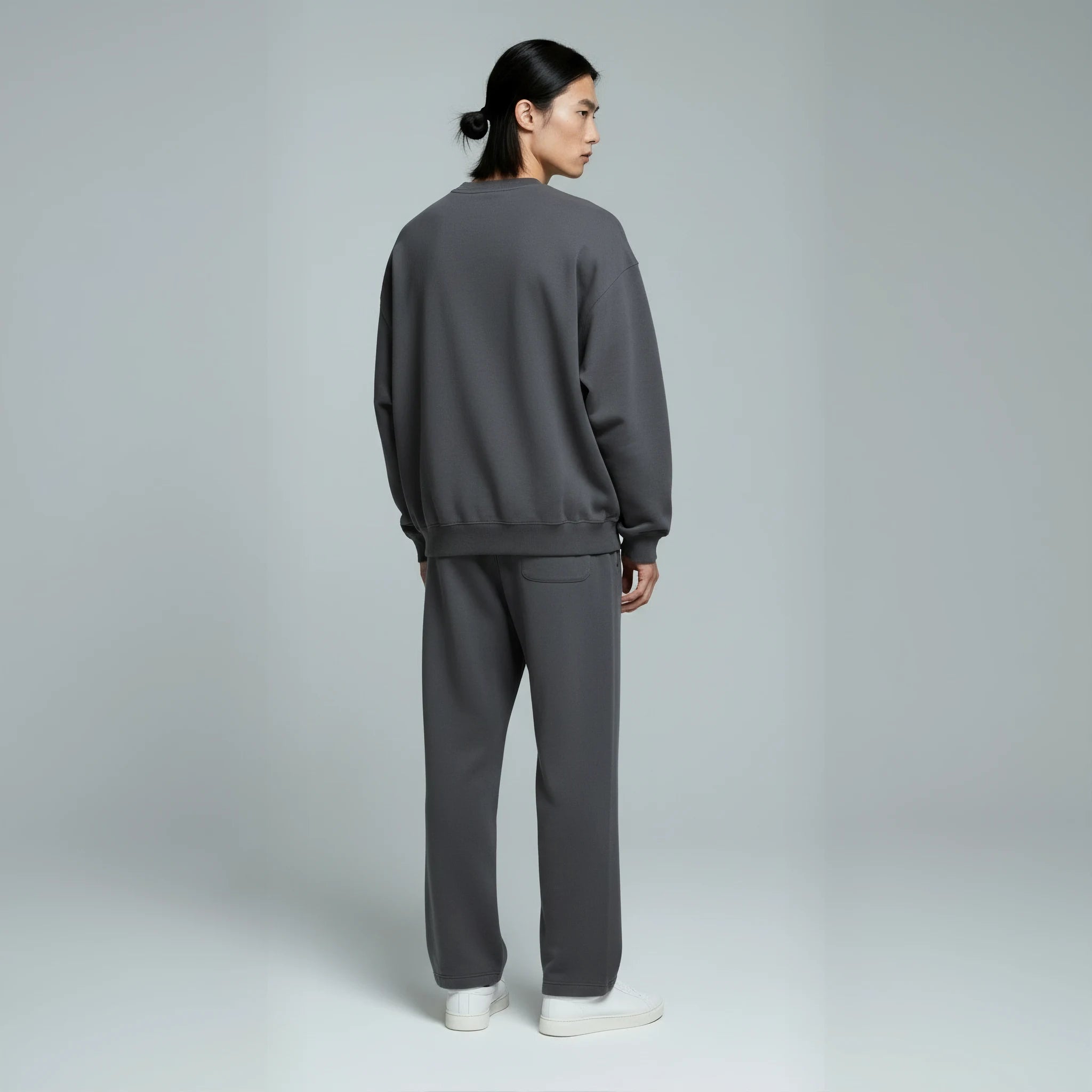 Pack of Drop Shoulder Crewneck- Charcoal-zoom-3