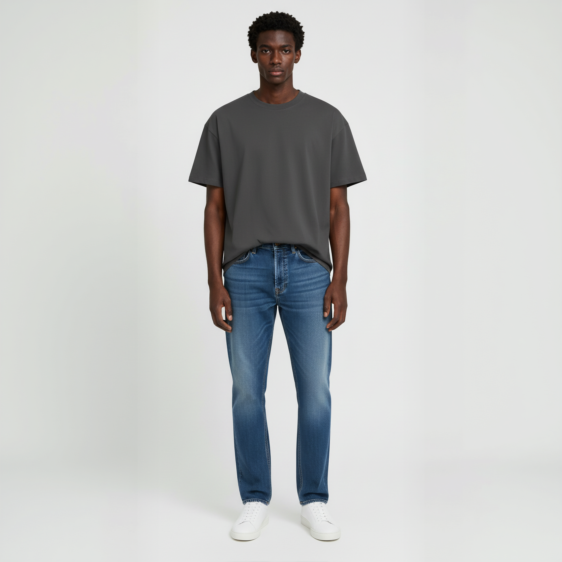 Pack of Drop Shoulder Tee shirt- Charcoal-2