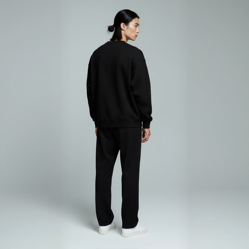 Pack of Drop Shoulder Crewneck- Black-zoom-