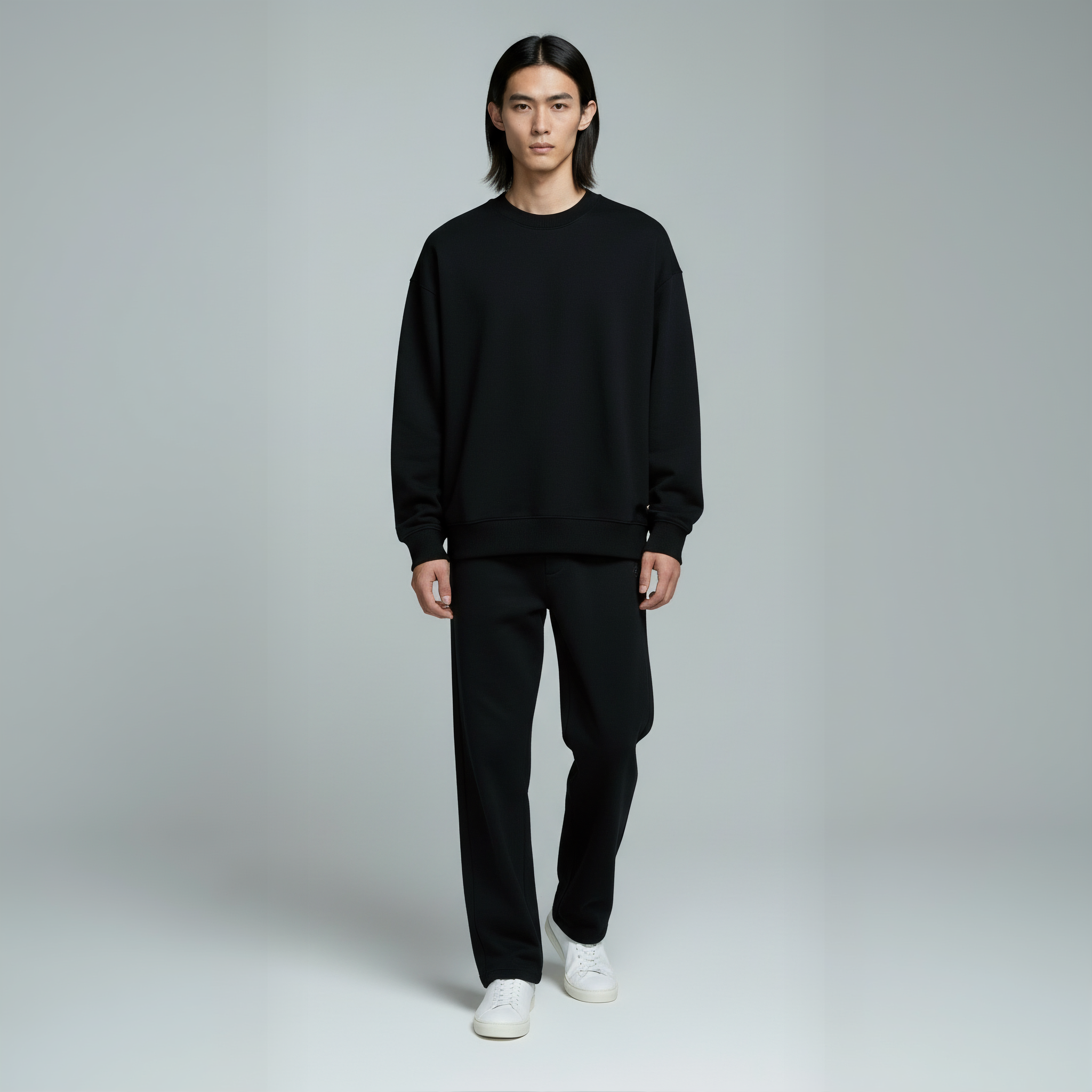 Pack of Drop Shoulder Crewneck- Black-zoom-6