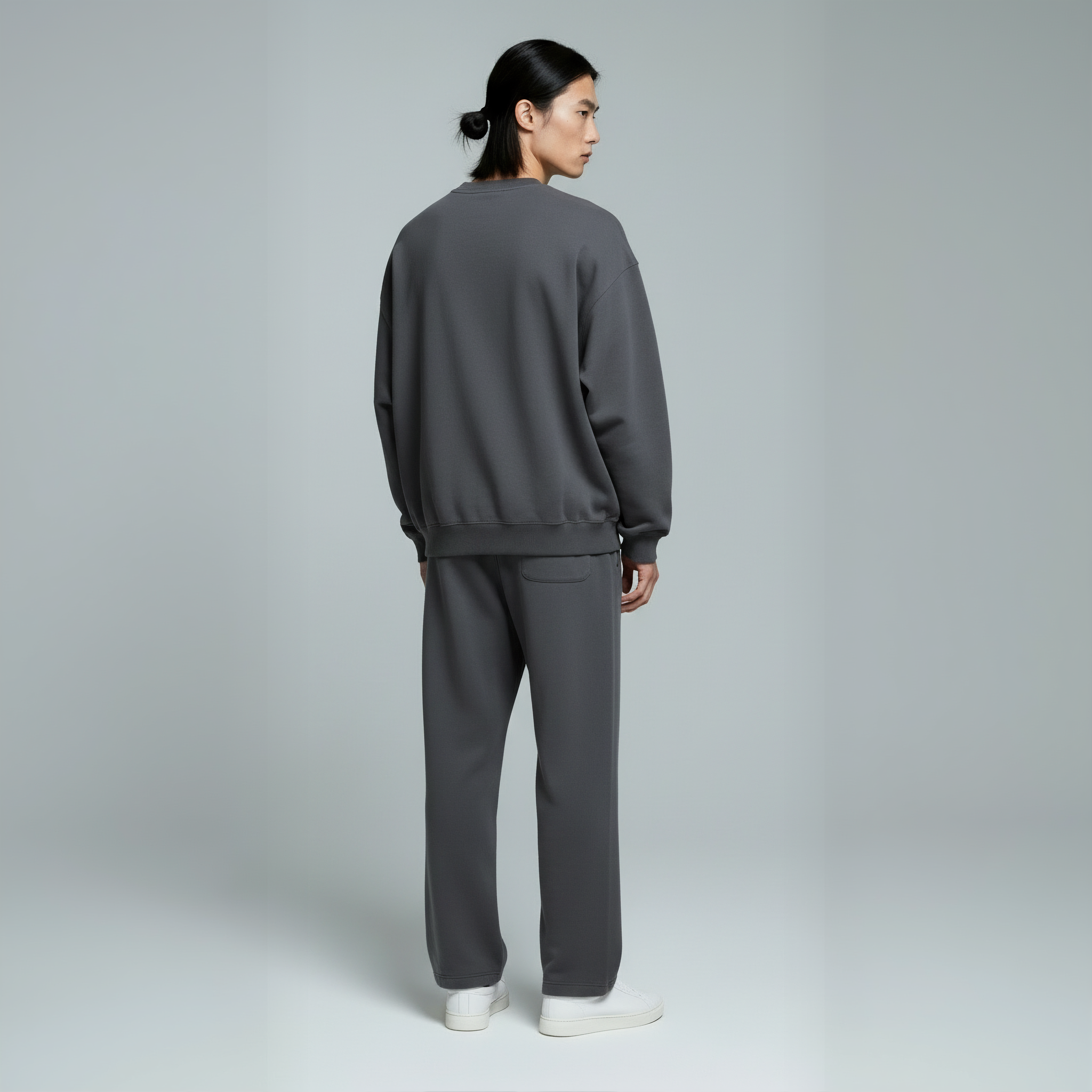 Pack of Drop Shoulder Crewneck- Charcoal-zoom-3