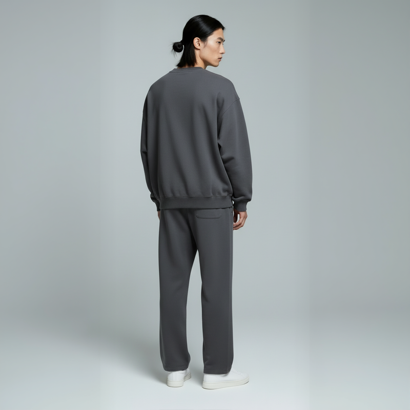 Pack of Drop Shoulder Crewneck- Charcoal-zoom-