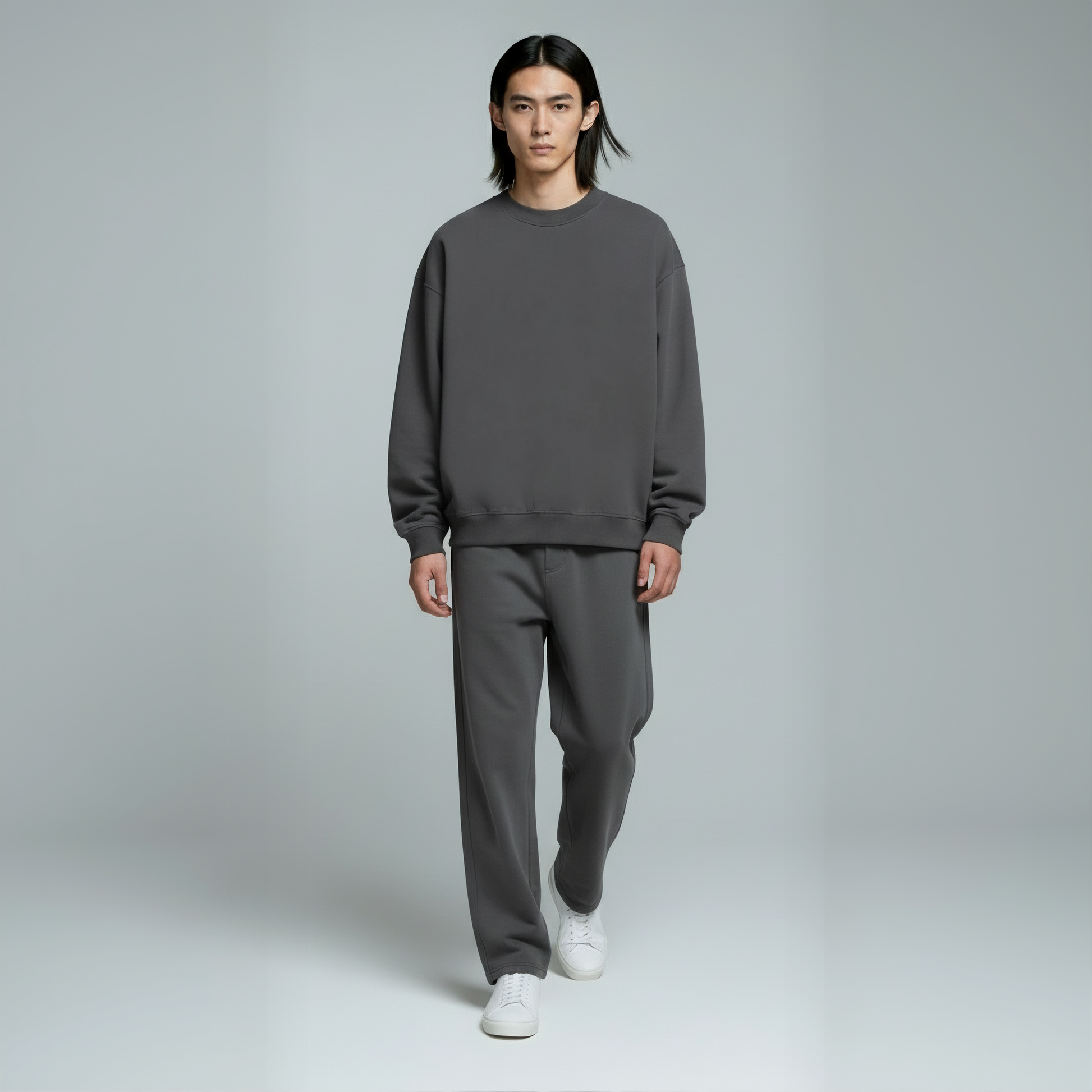 Pack of Drop Shoulder Crewneck- Charcoal-6