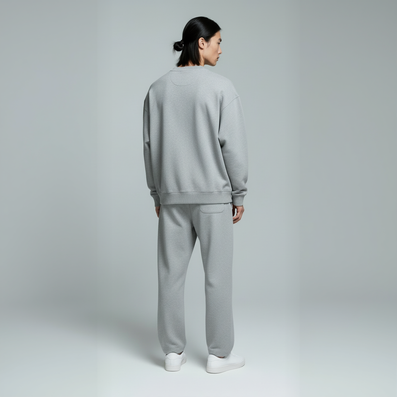 Pack of Drop Shoulder Crewneck- Heather Grey-zoom-