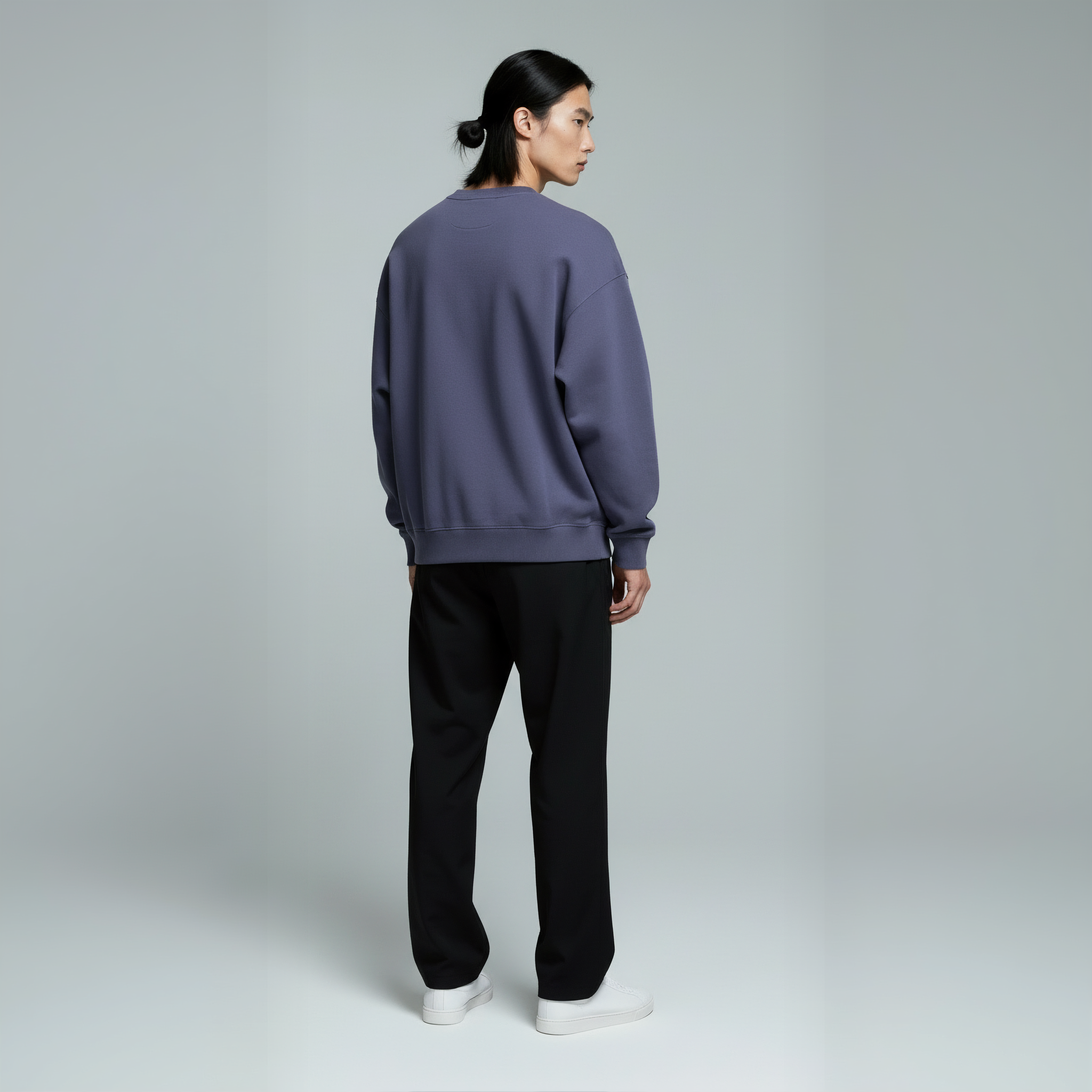 Drop Shoulder Crewneck- Blueberry-zoom-3