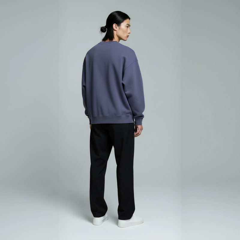 Drop Shoulder Crewneck- Blueberry-zoom-