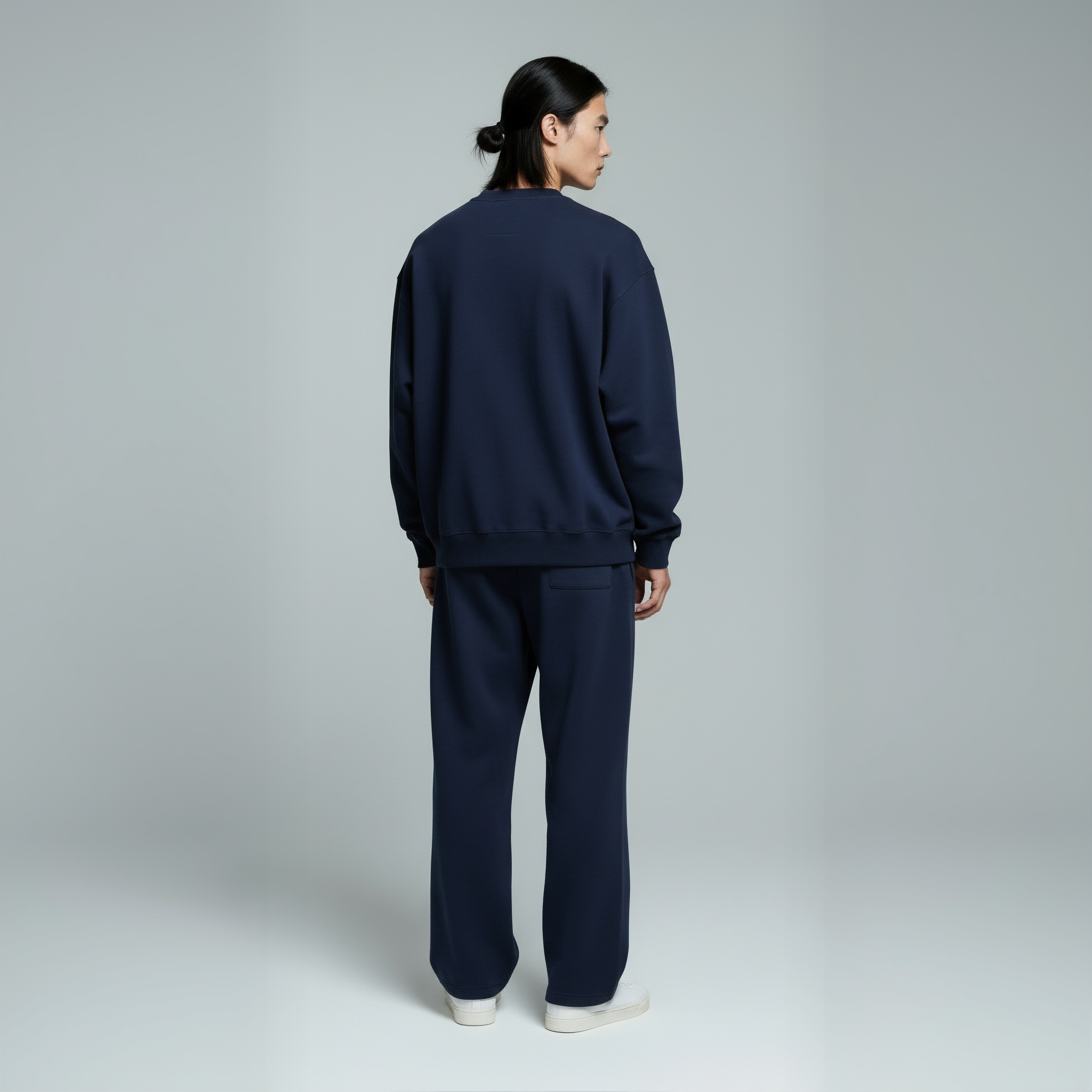 Drop Shoulder Crewneck- Navy-zoom-3