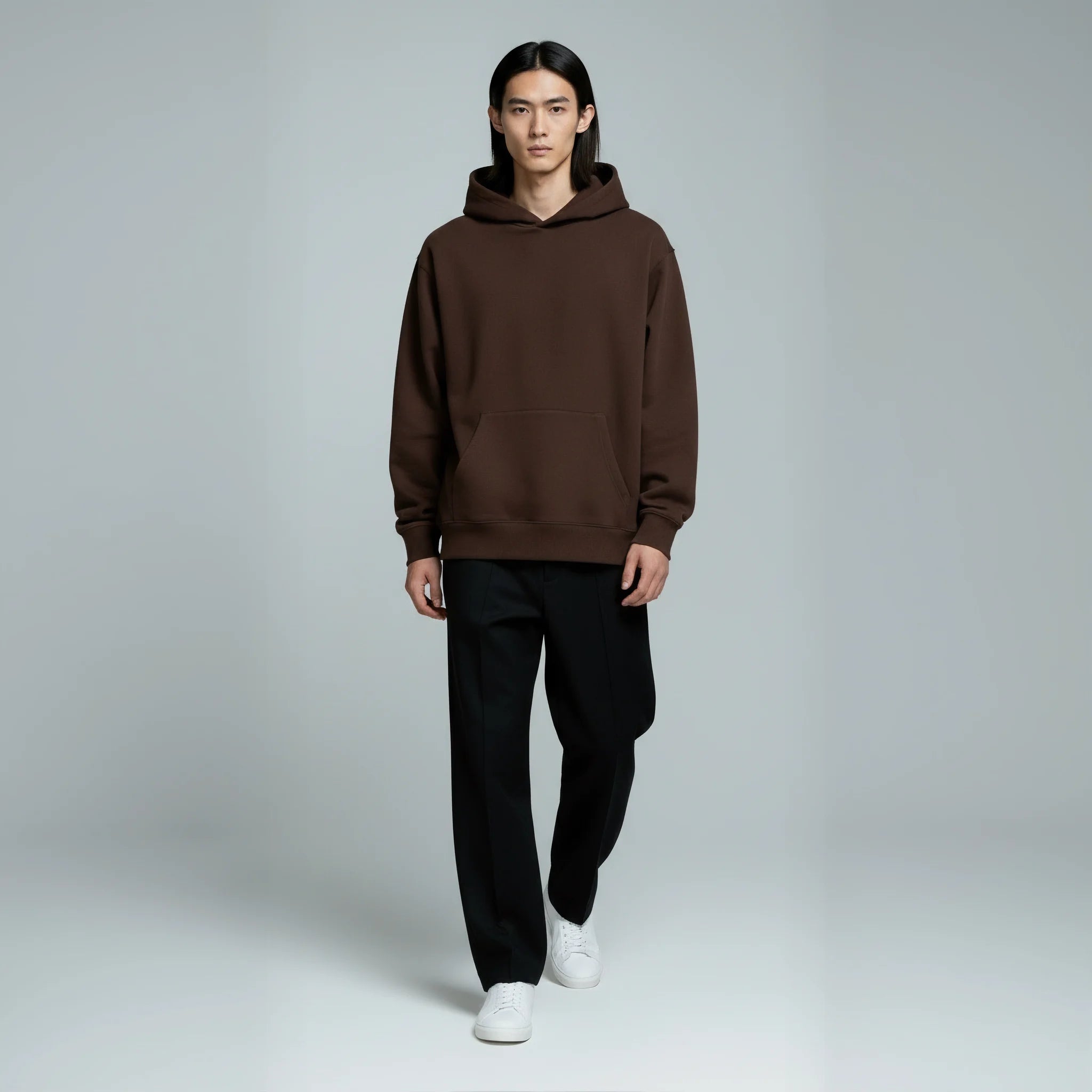 Pack of Drop Shoulder Hoodie- Dark Brown-zoom-6