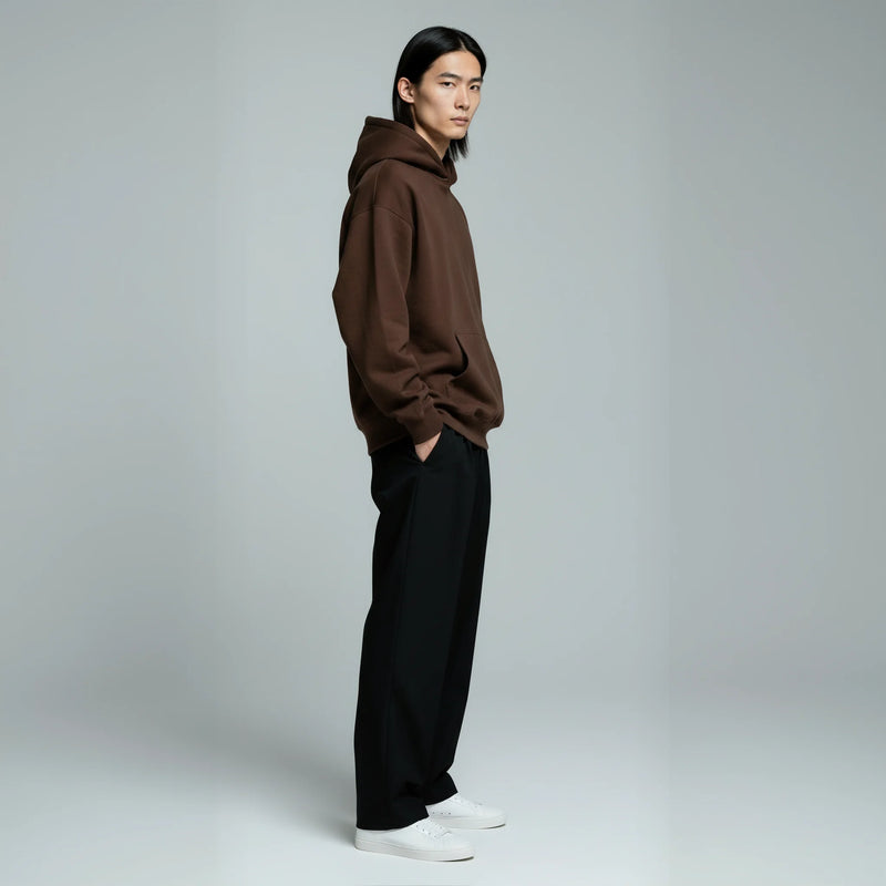 Pack of Drop Shoulder Hoodie- Dark Brown-zoom-
