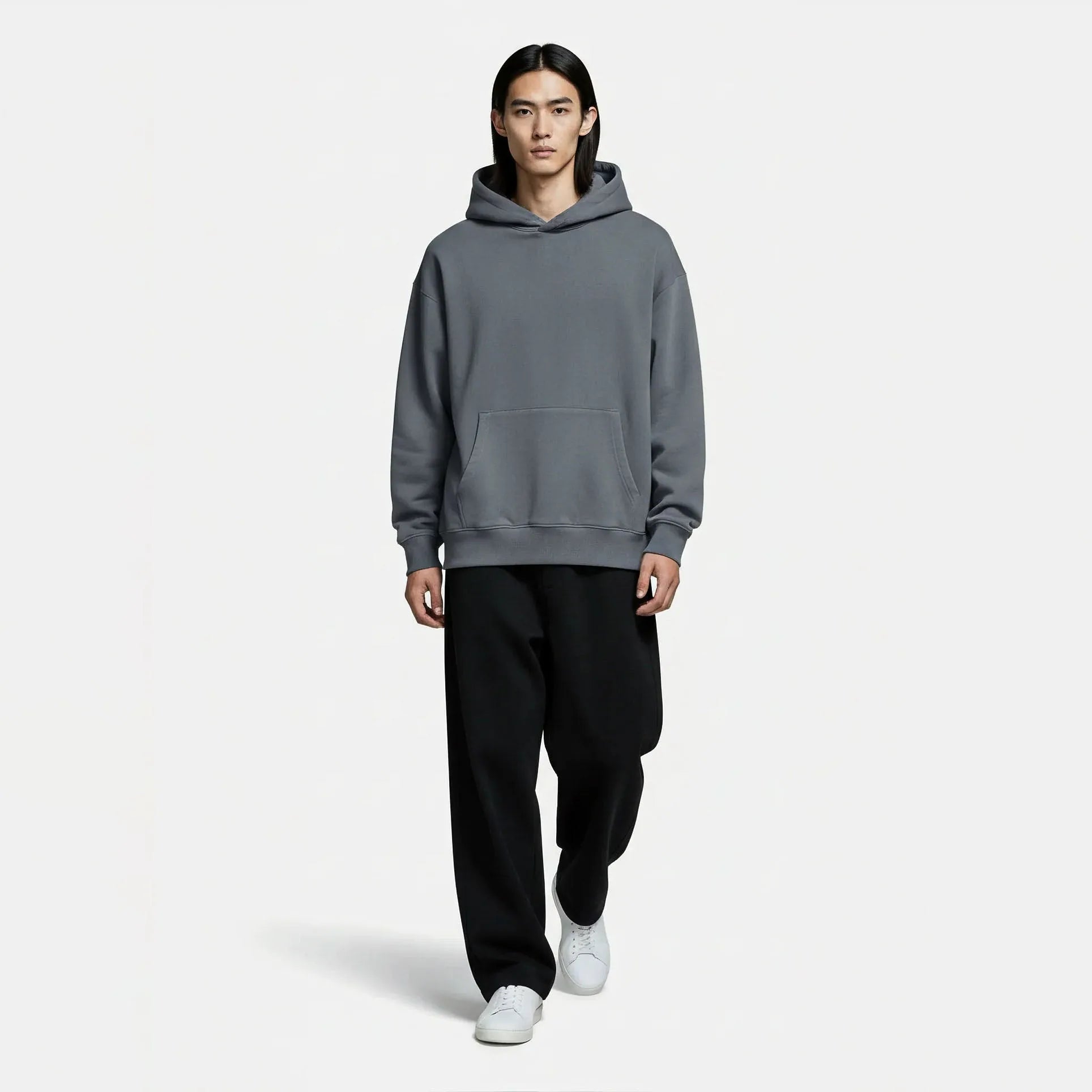 Drop Shoulder Hoodie- Deep Slate-zoom-6