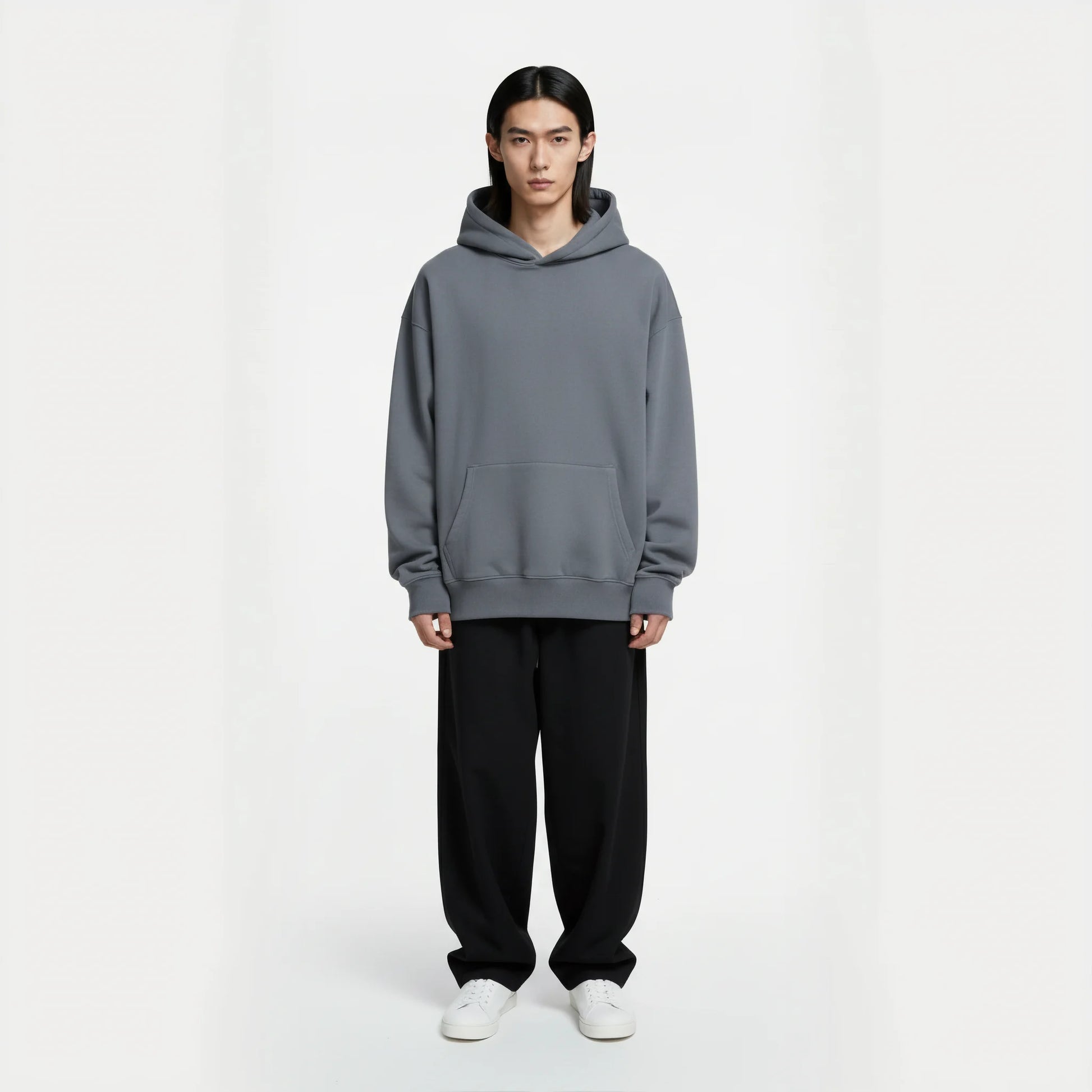 Drop Shoulder Hoodie- Deep Slate-2