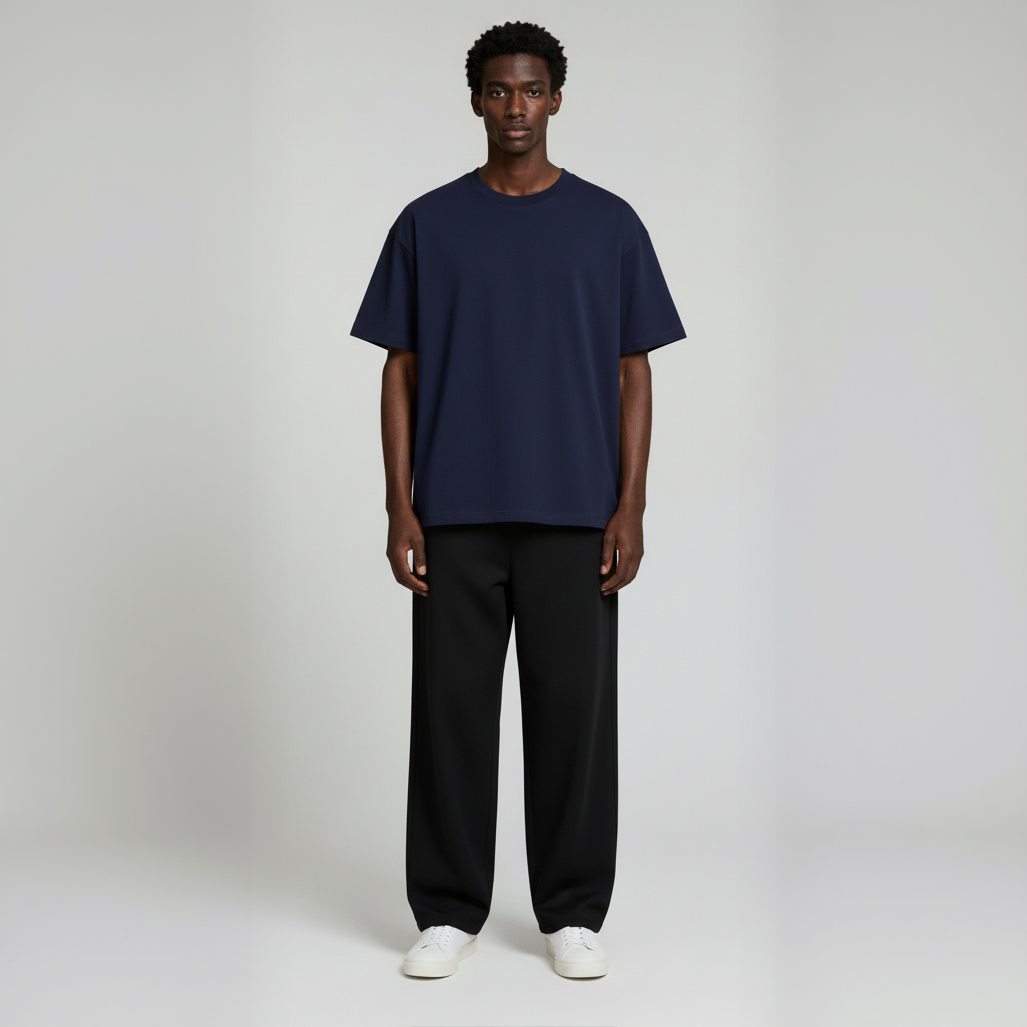 Pack of Drop Shoulder Tee Shirt- Navy-zoom-2