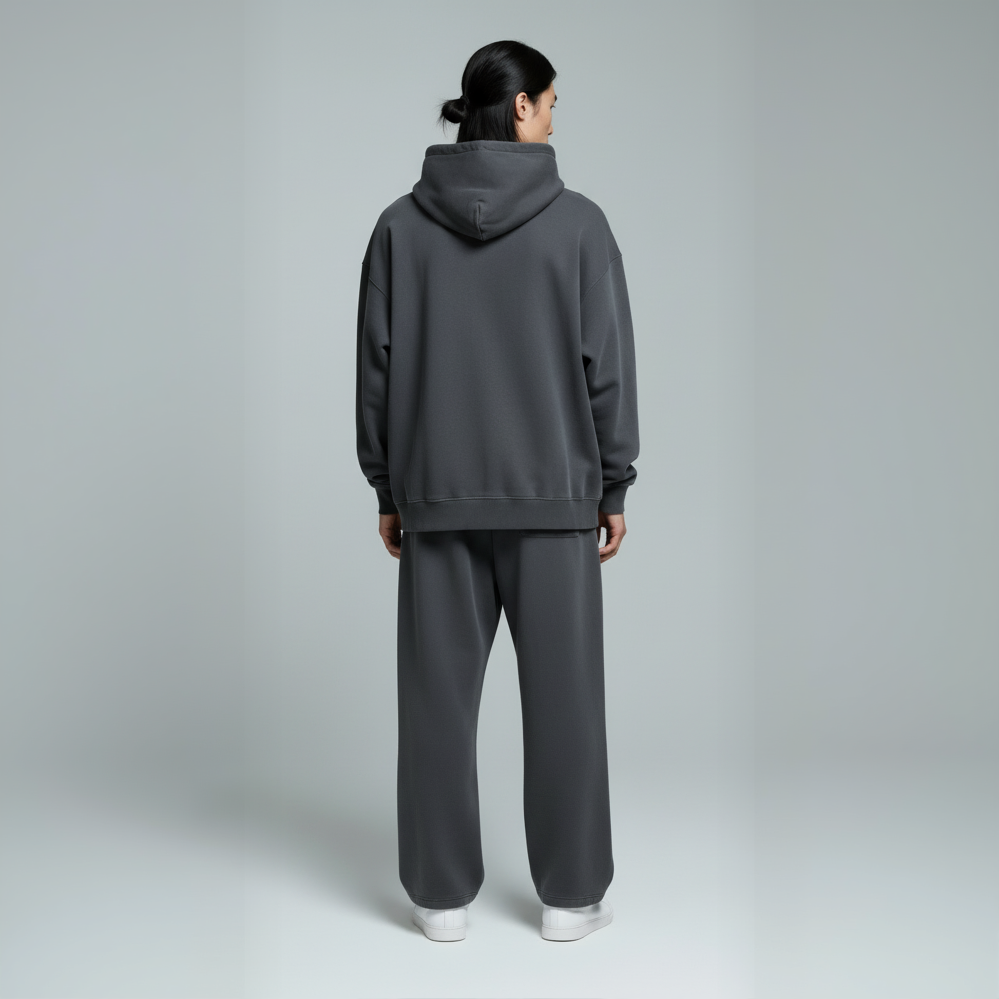 Drop Shoulder Hoodie- Charcoal-3
