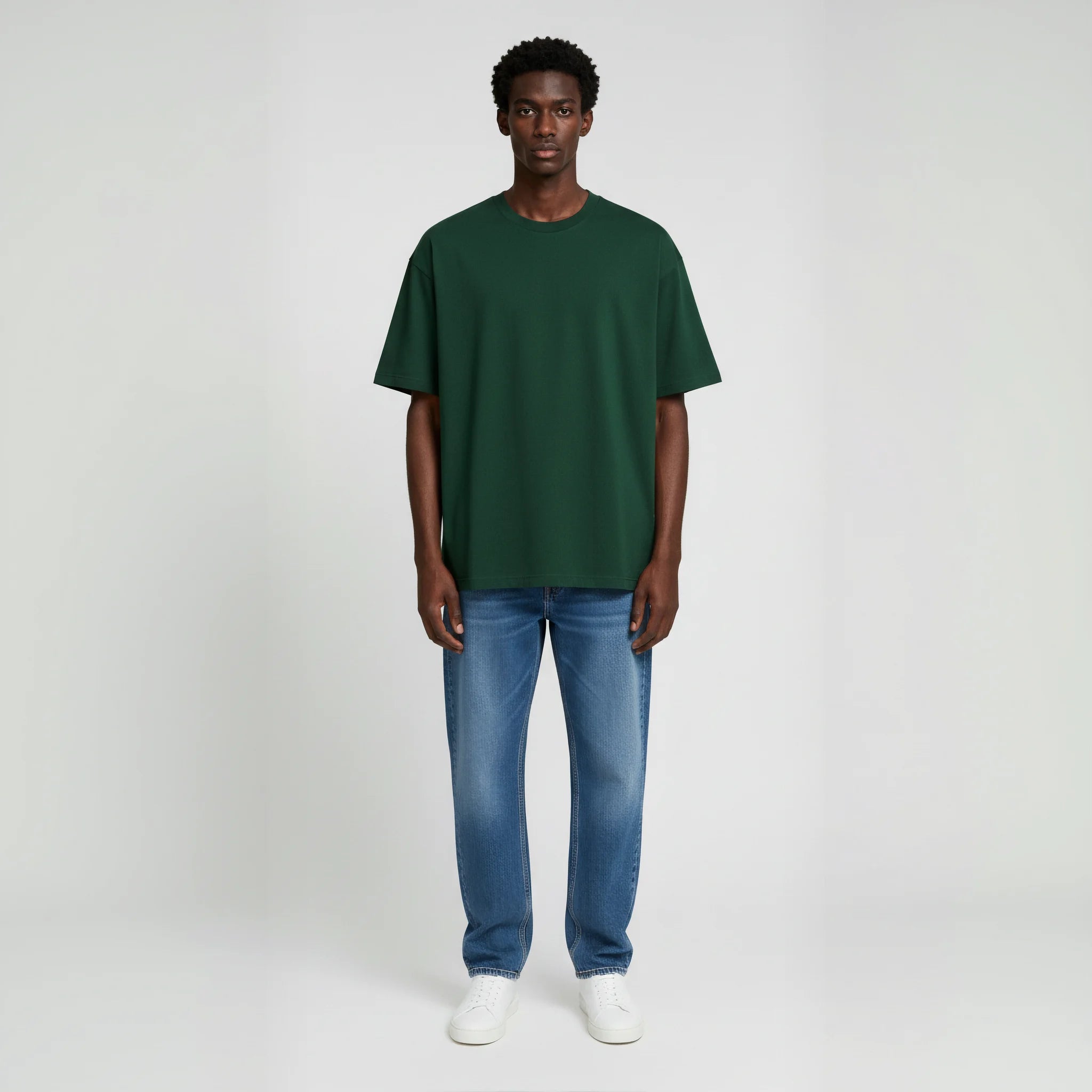 Drop Shoulder Tee shirt- Forest Green