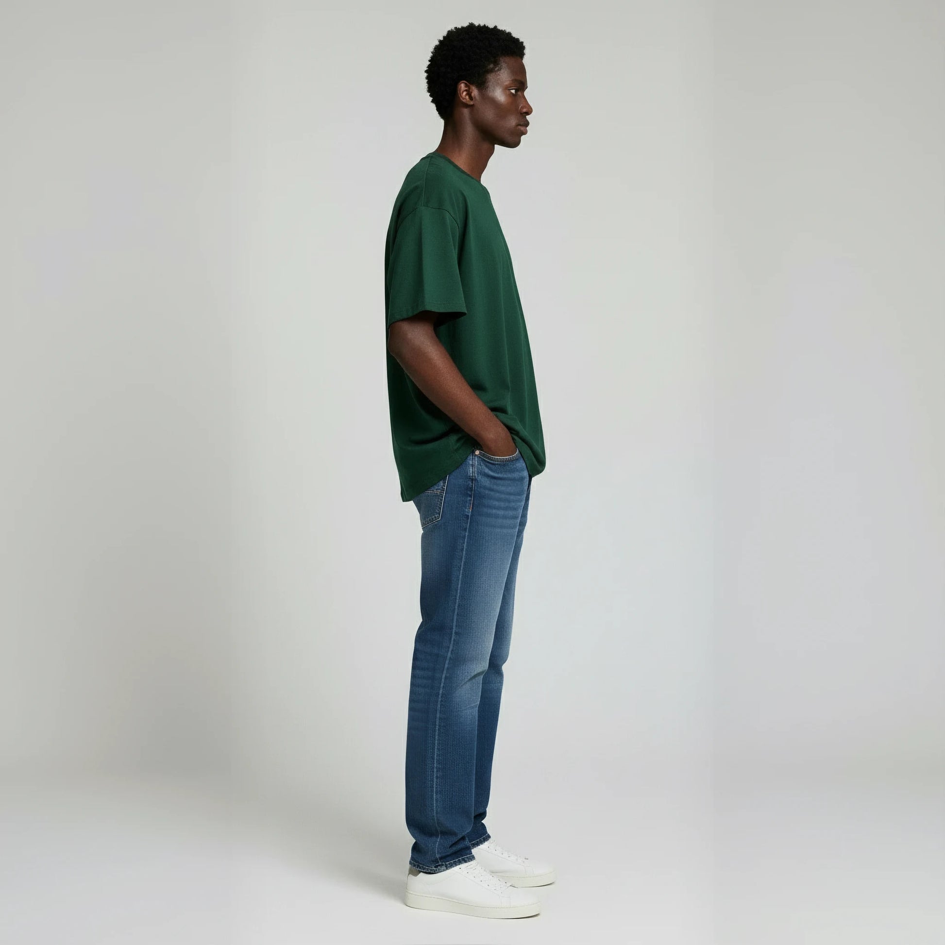 Drop Shoulder Tee shirt- Forest Green-7
