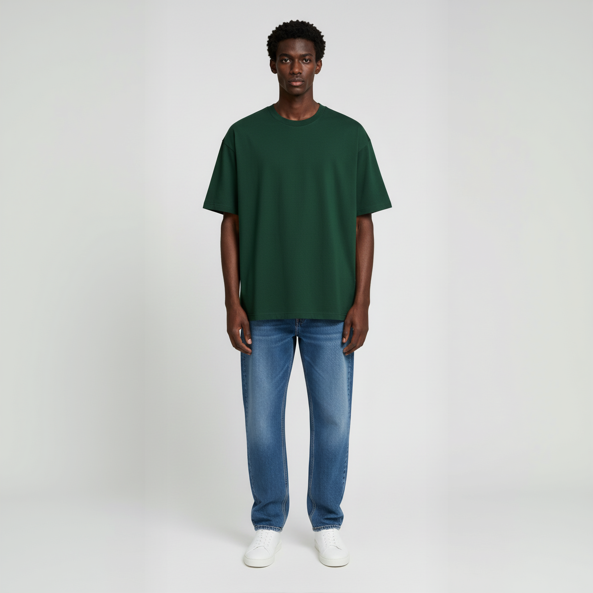 Drop Shoulder Tee shirt- Forest Green-2