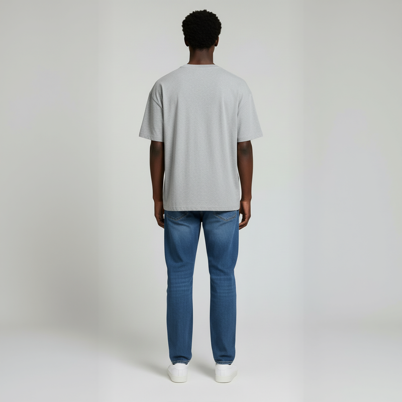 Drop Shoulder Tee shirt- Heather Grey-zoom-