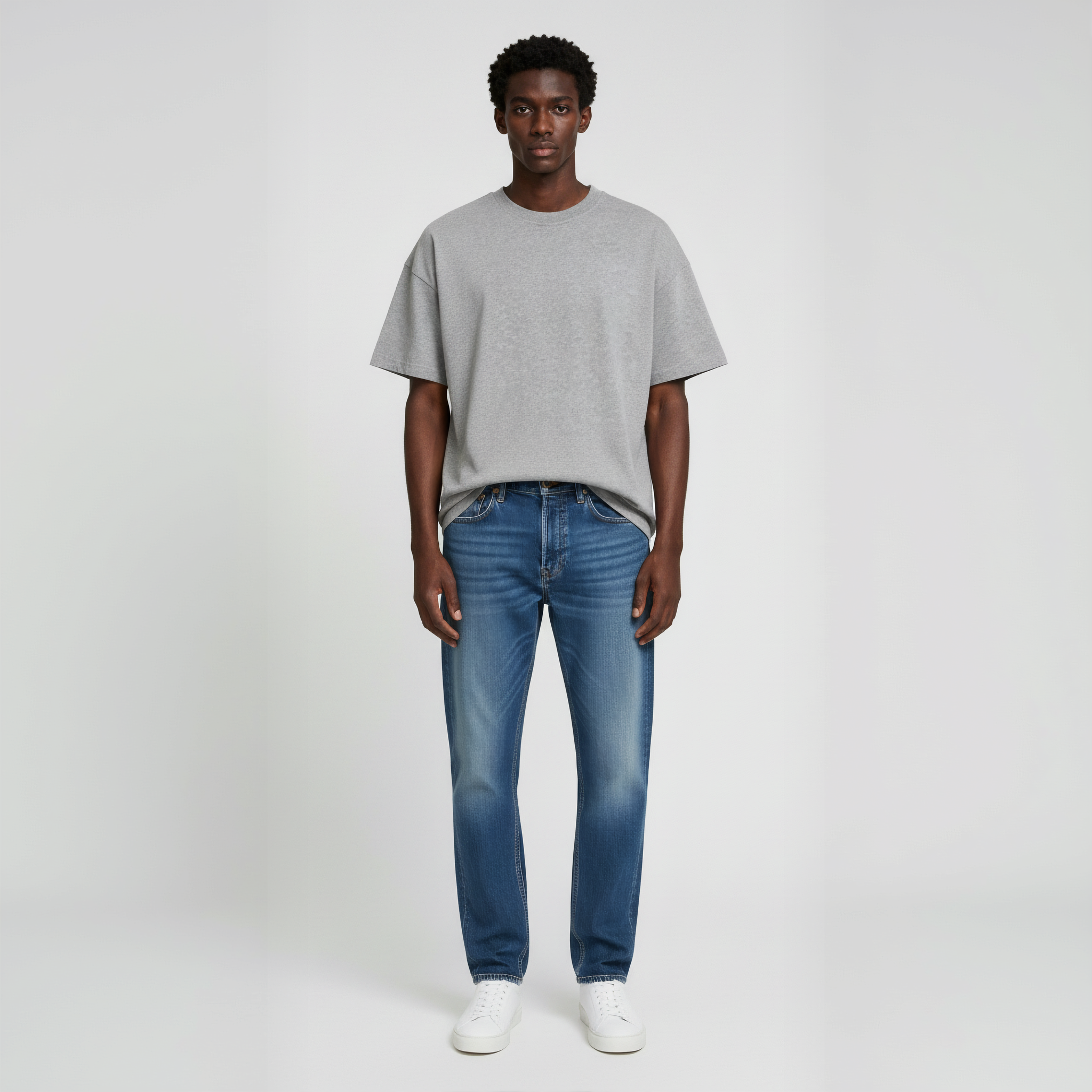 Drop Shoulder Tee shirt- Heather Grey