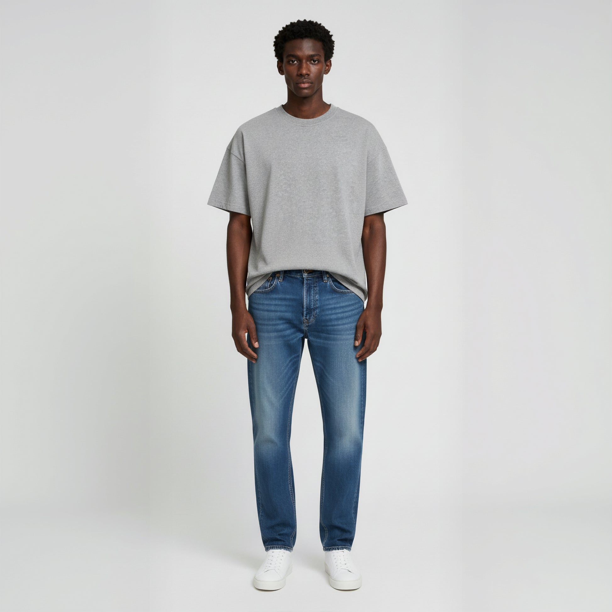 Drop Shoulder Tee shirt- Heather Grey-2