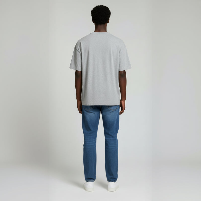 Drop Shoulder Tee shirt- Heather Grey-zoom-