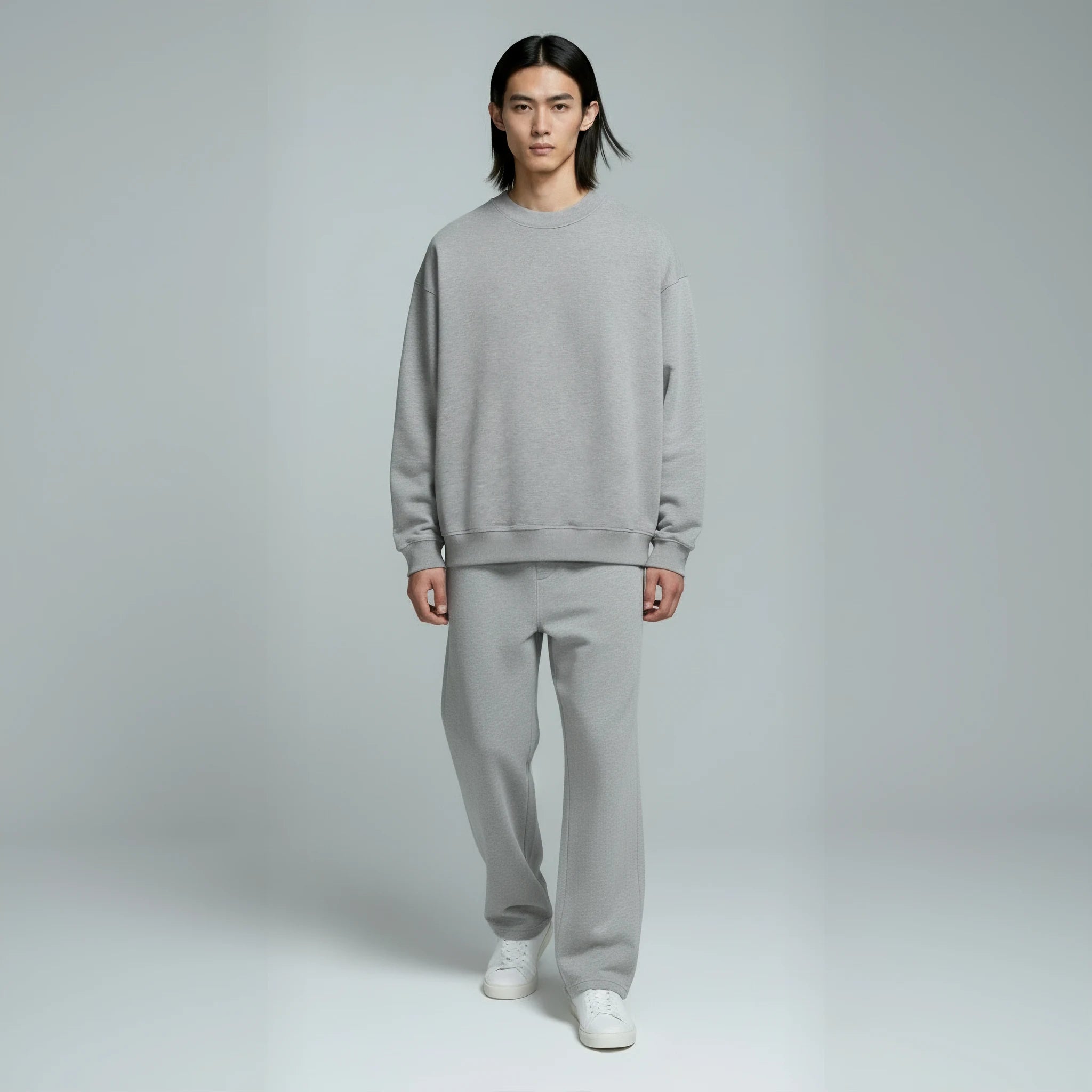 Pack of Drop Shoulder Crewneck- Heather Grey-zoom-6