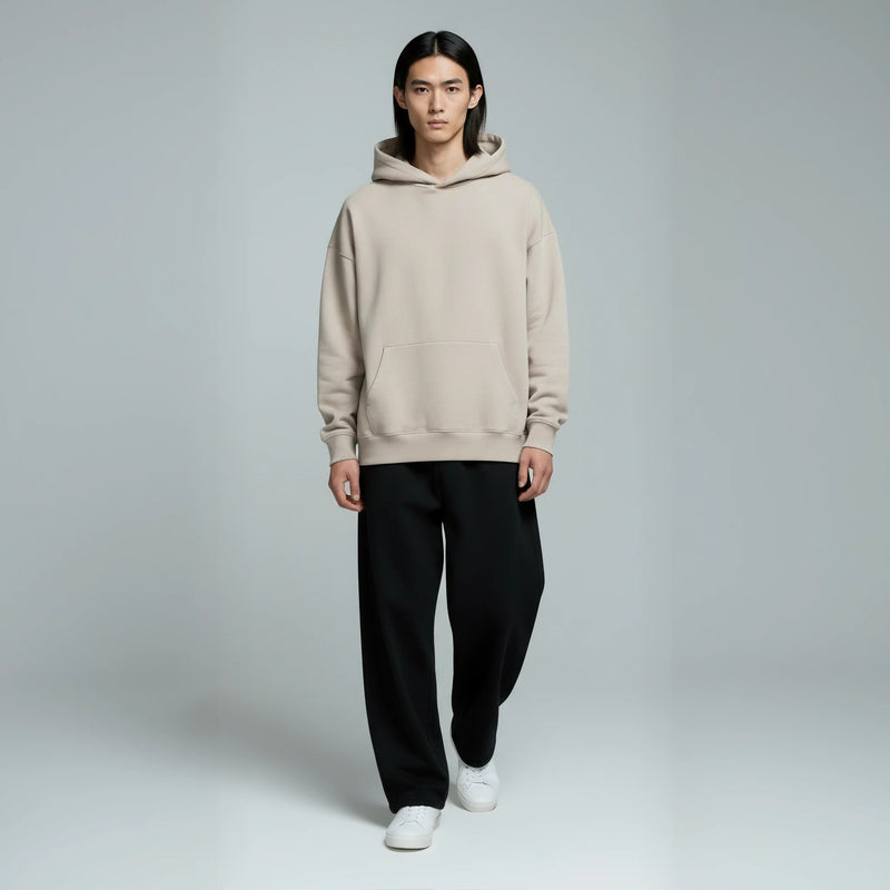 Pack of Drop Shoulder Hoodie- Ivory-zoom-