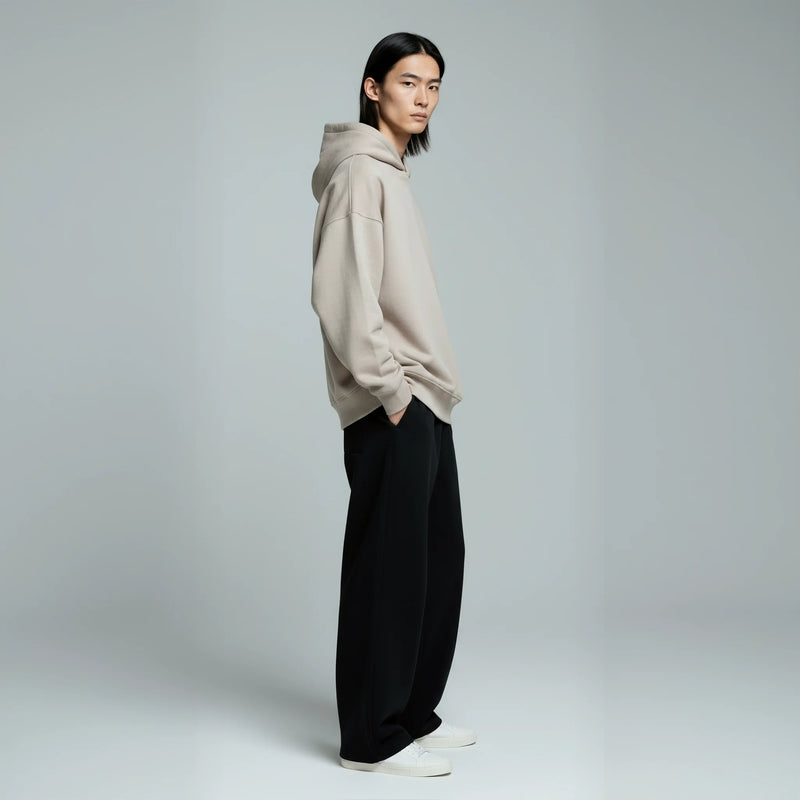 Pack of Drop Shoulder Hoodie- Ivory-zoom-