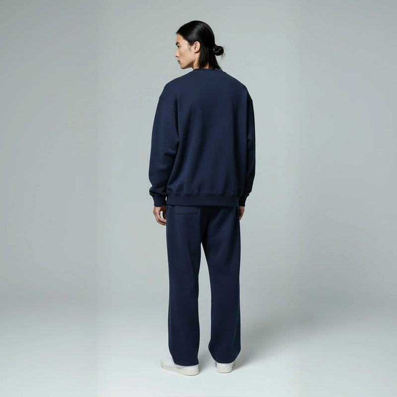 Drop Shoulder Crewneck- Navy-zoom-