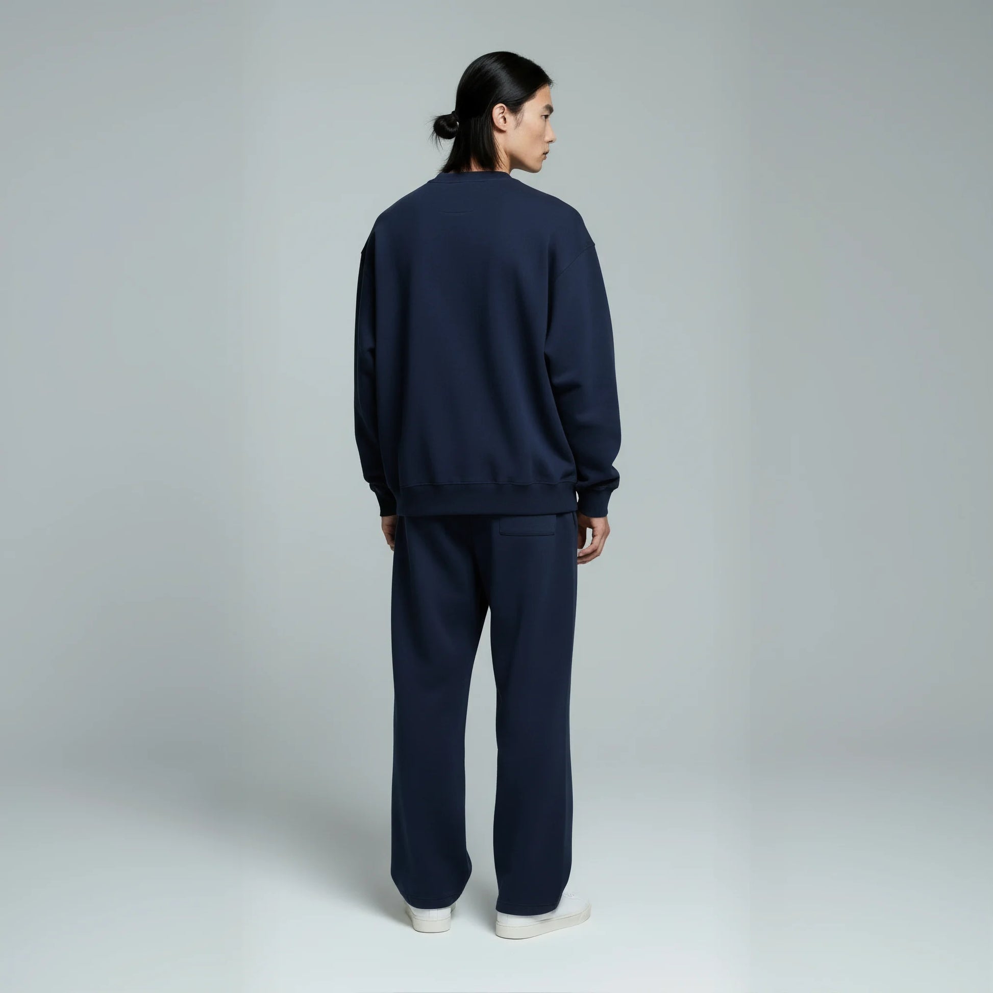 Drop Shoulder Crewneck- Navy-5