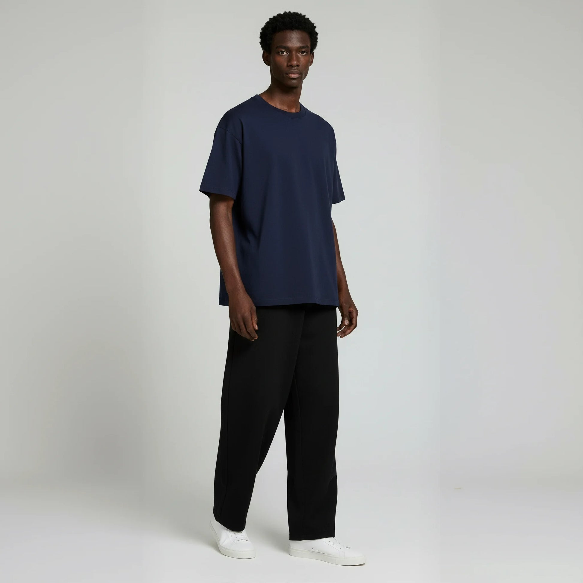 Drop Shoulder Tee Shirt- Navy-5