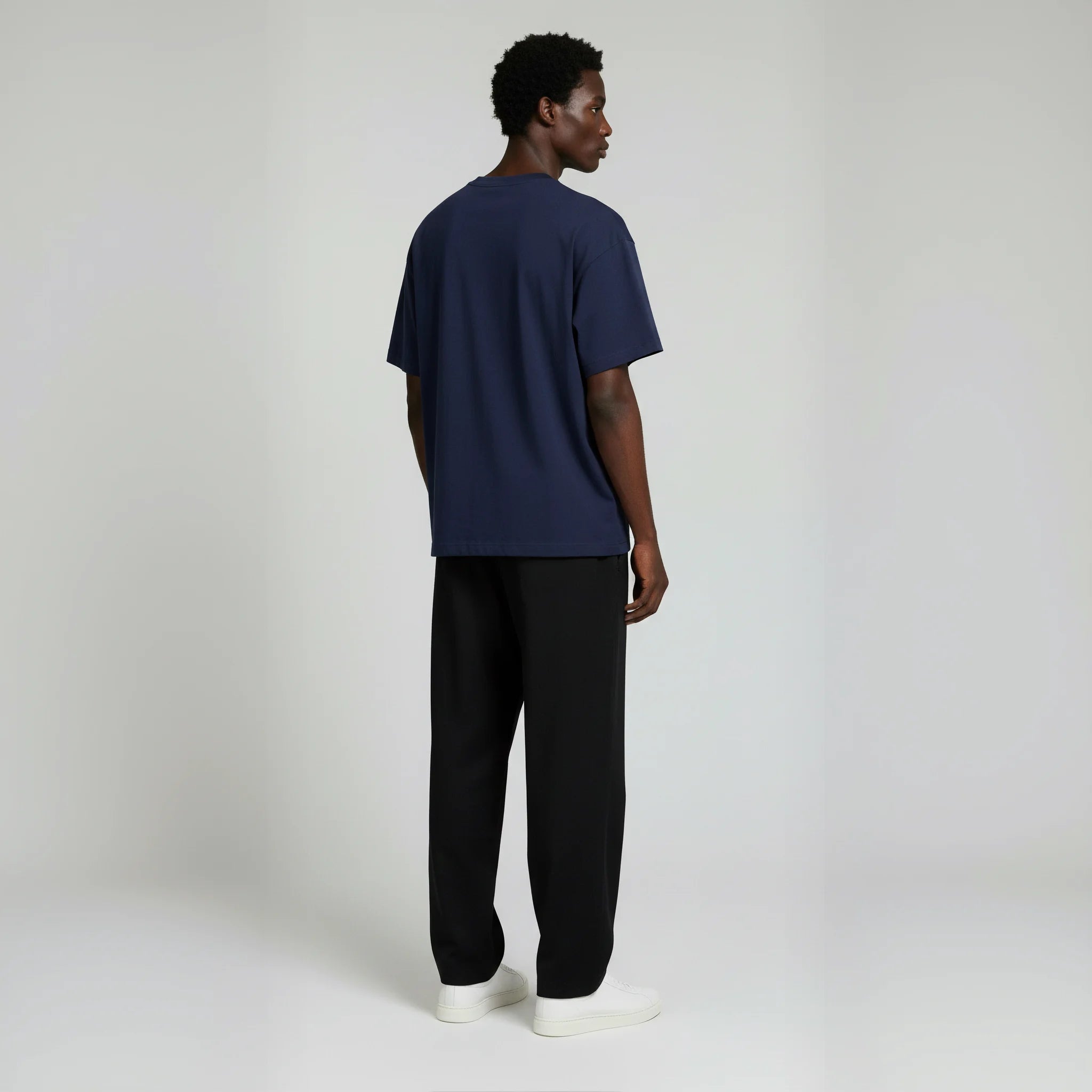 Drop Shoulder Tee Shirt- Navy-zoom-3
