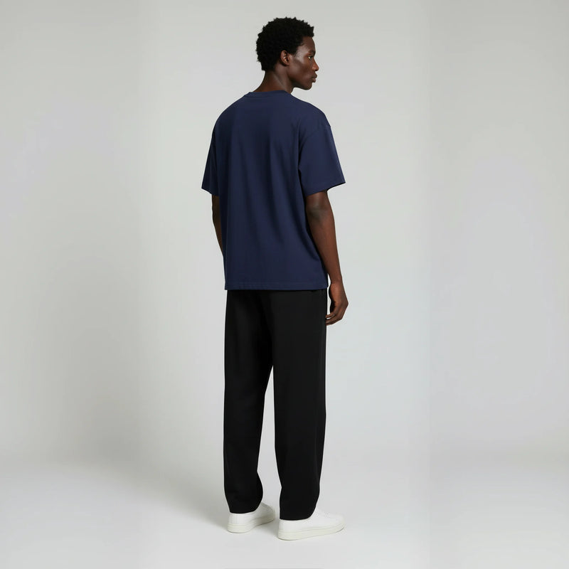 Drop Shoulder Tee Shirt- Navy-zoom-
