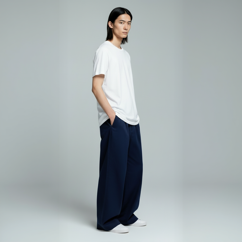 Baggy Trouser- Navy-zoom-