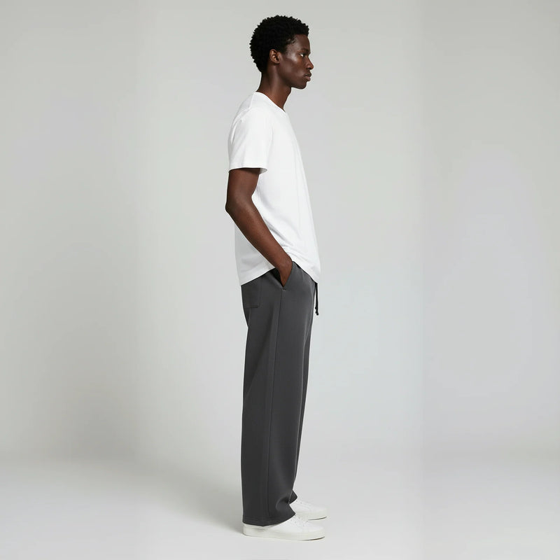 Open Bottom Sweatpant- Charcoal-zoom-