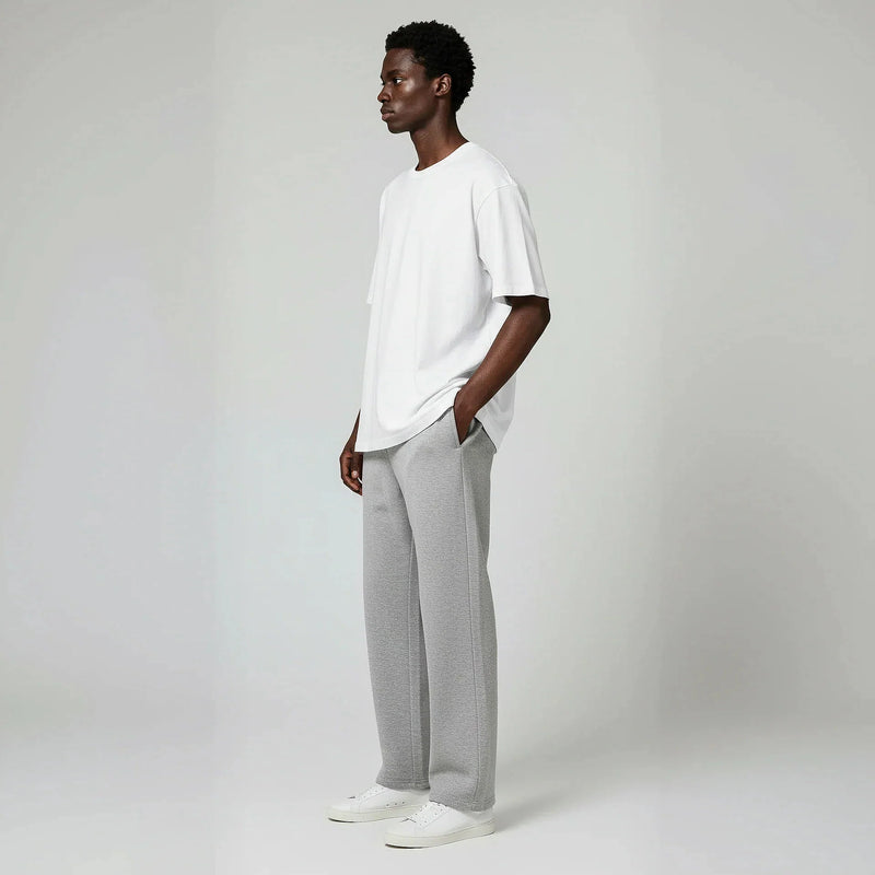 Open Bottom Sweatpants- Heather Grey-zoom-