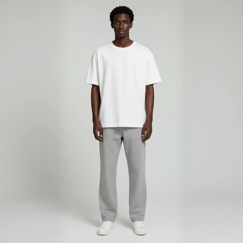 Open Bottom Sweatpants- Heather Grey-zoom-