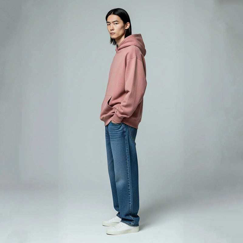 Pack of Drop Shoulder Hoodie- Rosewood-zoom-