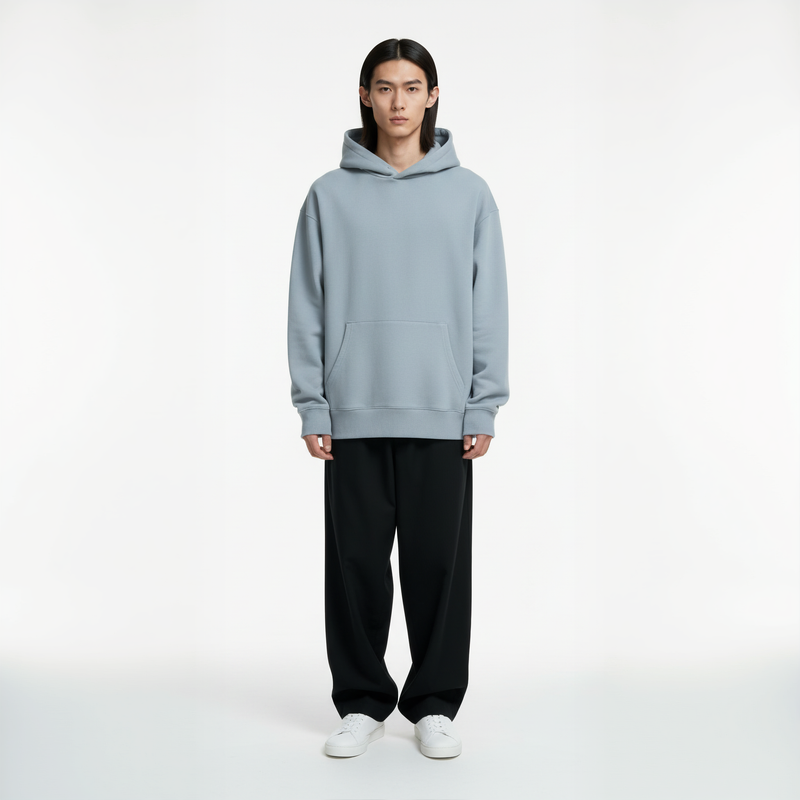 Drop Shoulder Hoodie- Slate-zoom-
